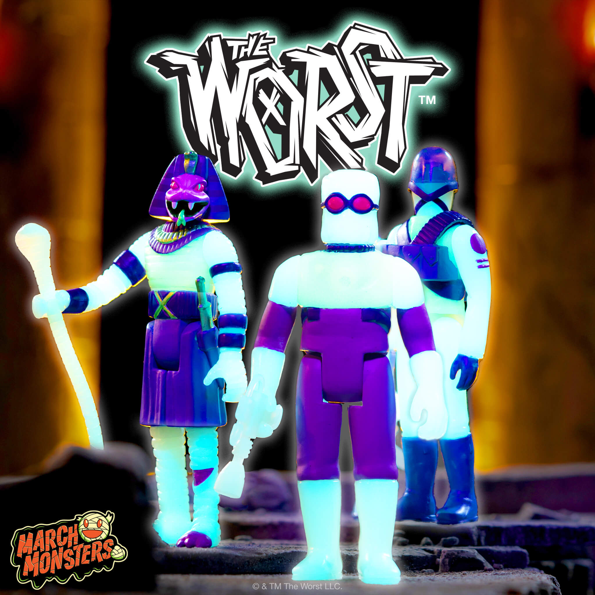 Super7 The Worst ReAction set 3 figurine Monster Glow