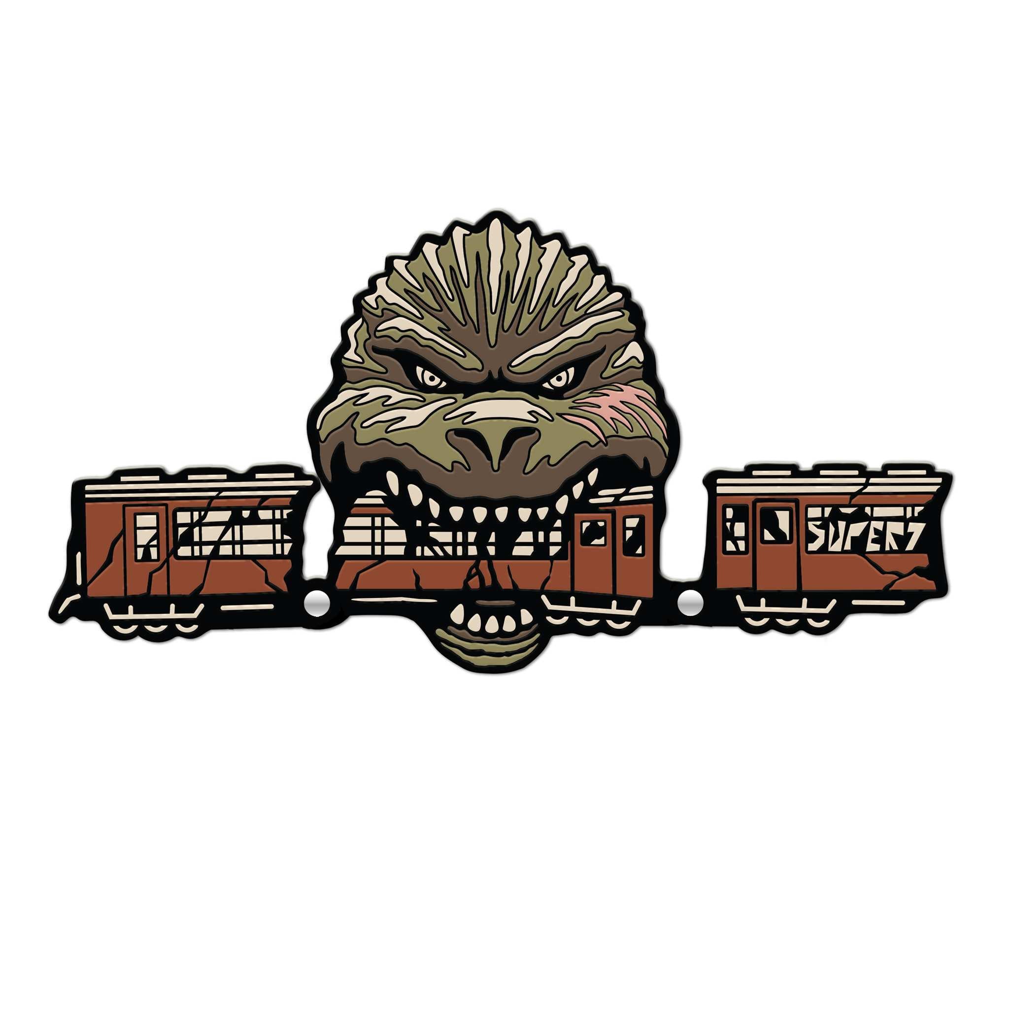 Super7 Toho Godzilla Train Biter pin metal emailat 3,8cm