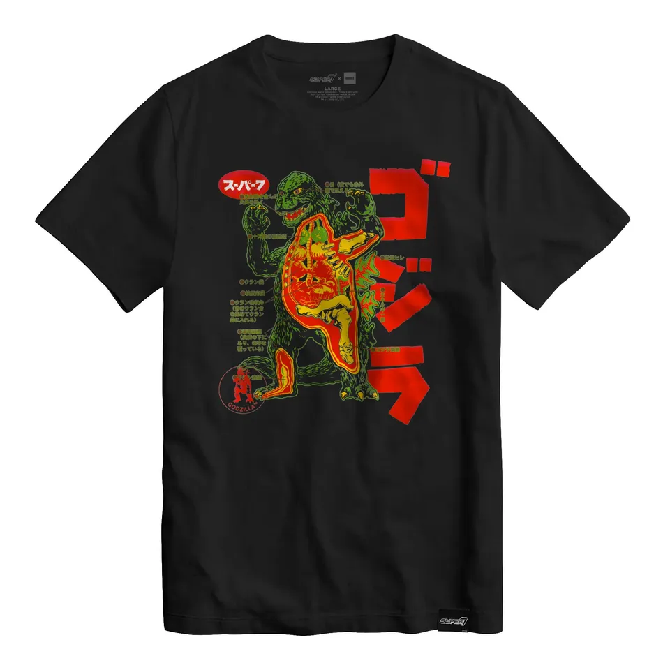 Super7 Godzilla Anatomical tricou negru bumbac marimea LG