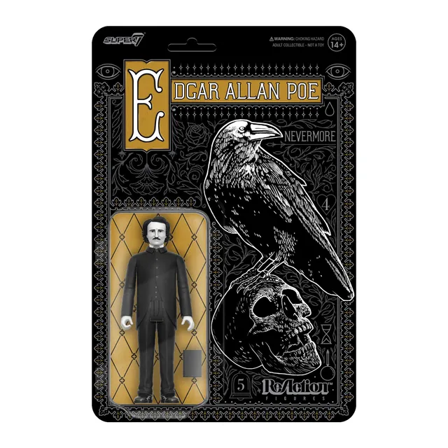 Super7 ReAction Edgar Allan Poe Greyscale figurina carte