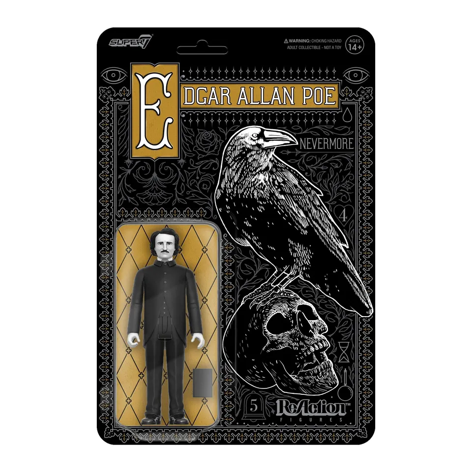 Super7 ReAction Edgar Allan Poe Greyscale figurina carte