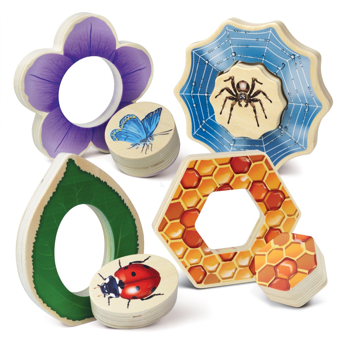 Who's Hiding Garden Bugs puzzle lemn insecte 4 buc