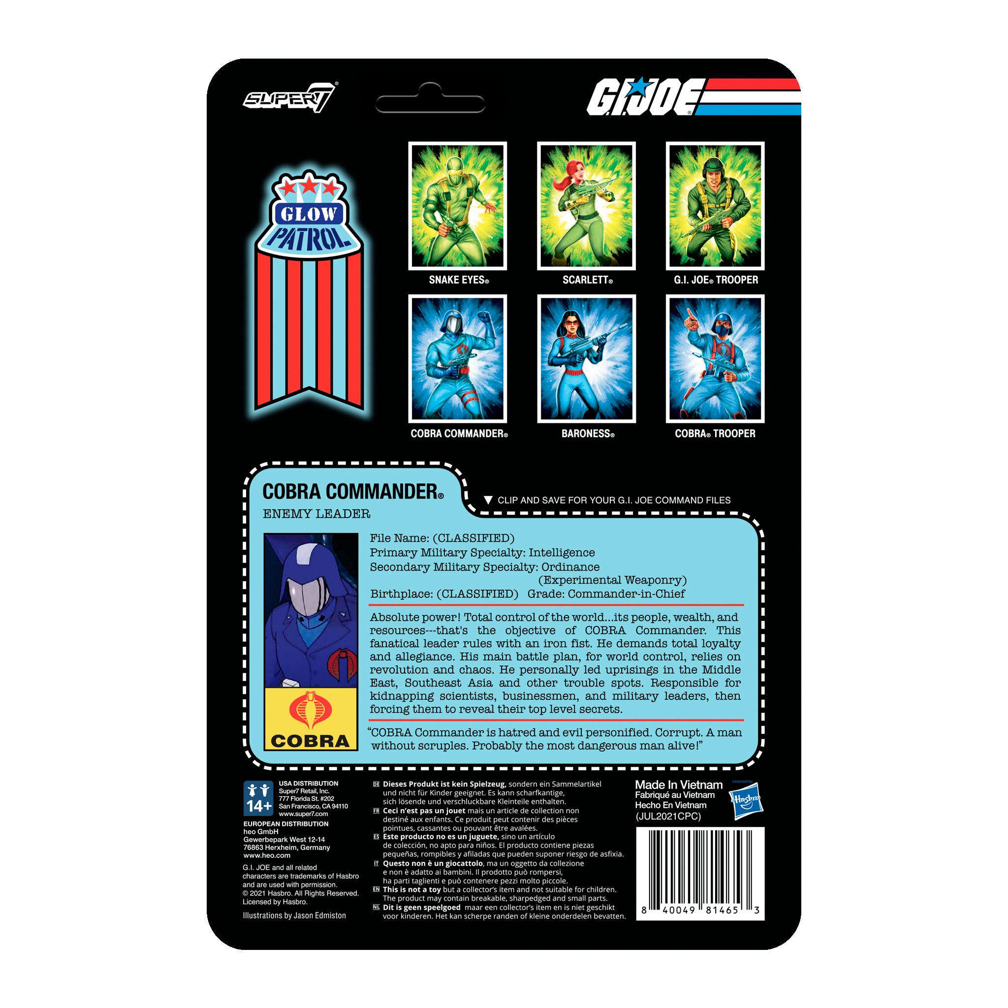 Super7 ReAction G.I. Joe Cobra Commander figurina Glow Patrol