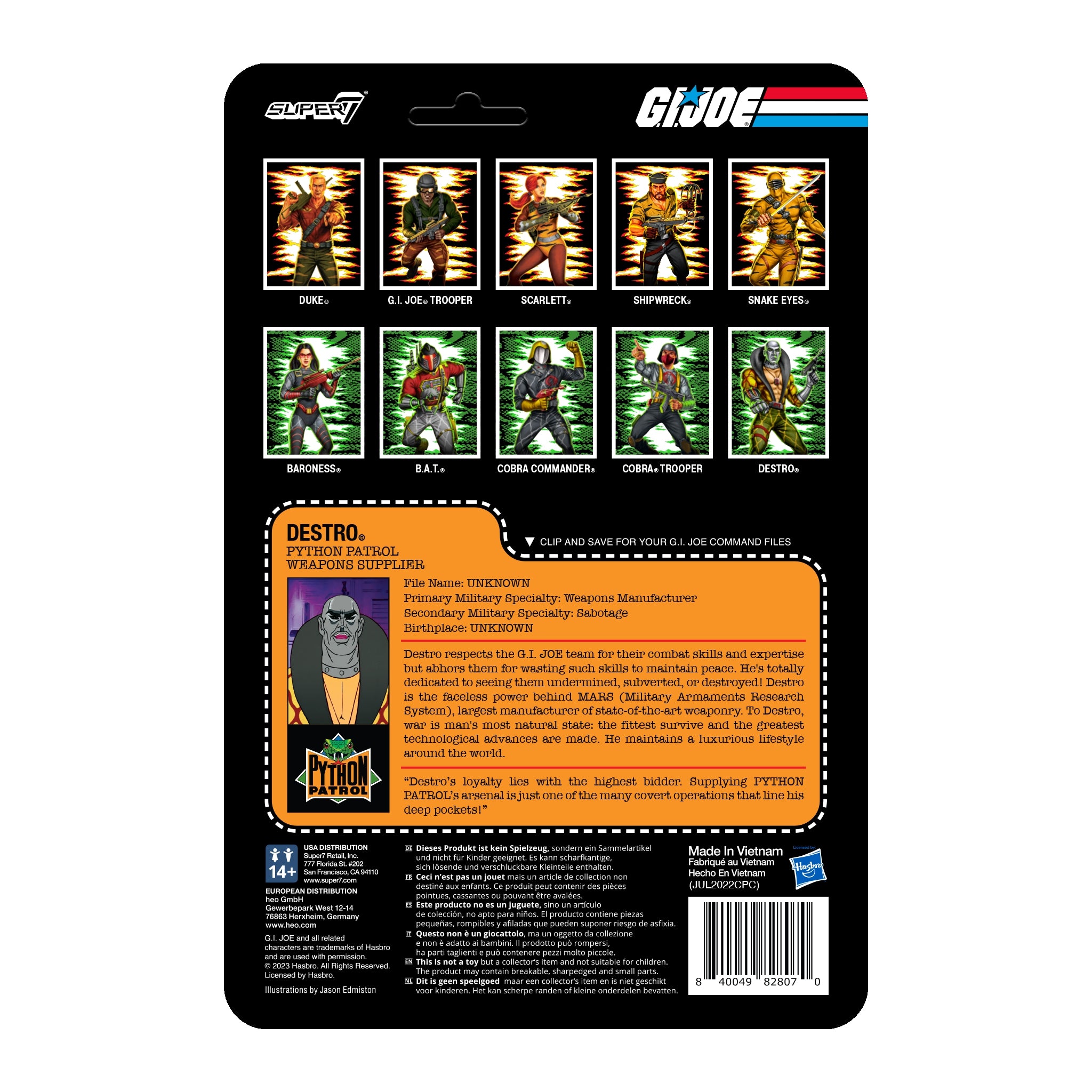 Super7 ReAction G.I. Joe Python Patrol Destro figurina arma