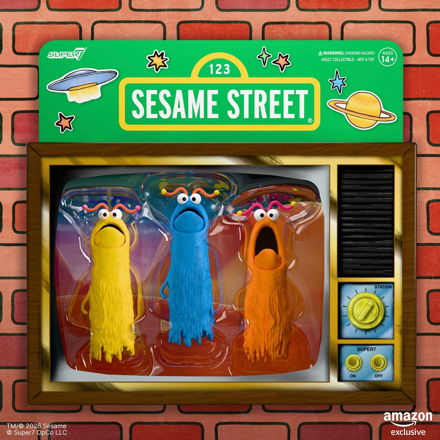Super7 ReAction Sesame Street Yip Yip Martians set 3 figurine