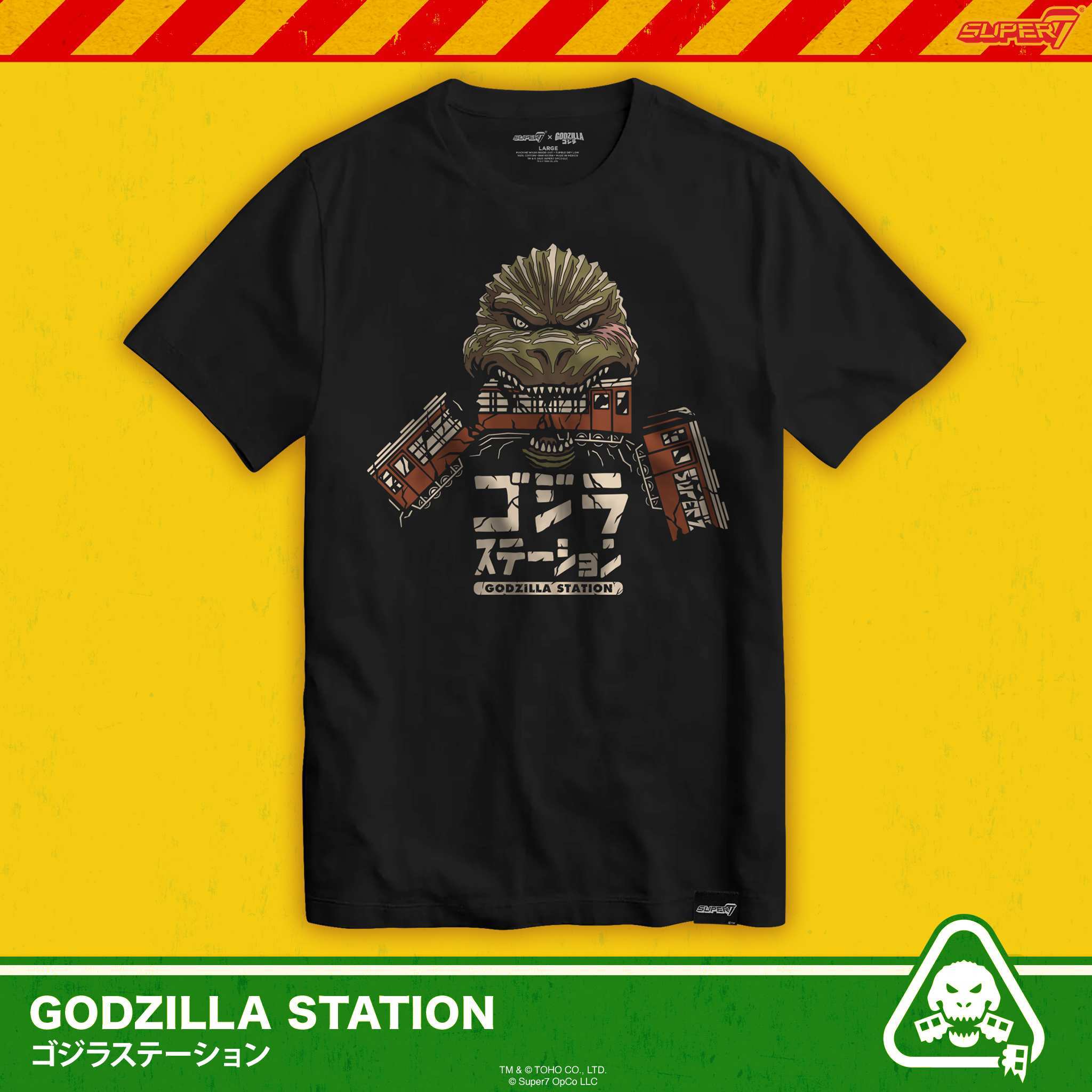 Super7 Toho Godzilla Train Biter tricou negru bumbac