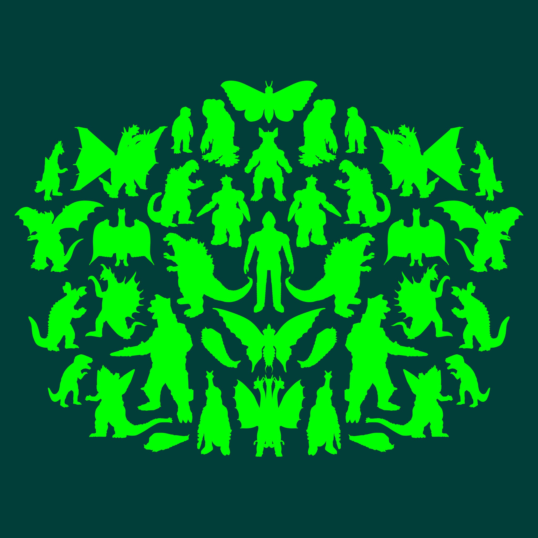 Super7 Toho Kaiju Rorschach tricou verde bumbac