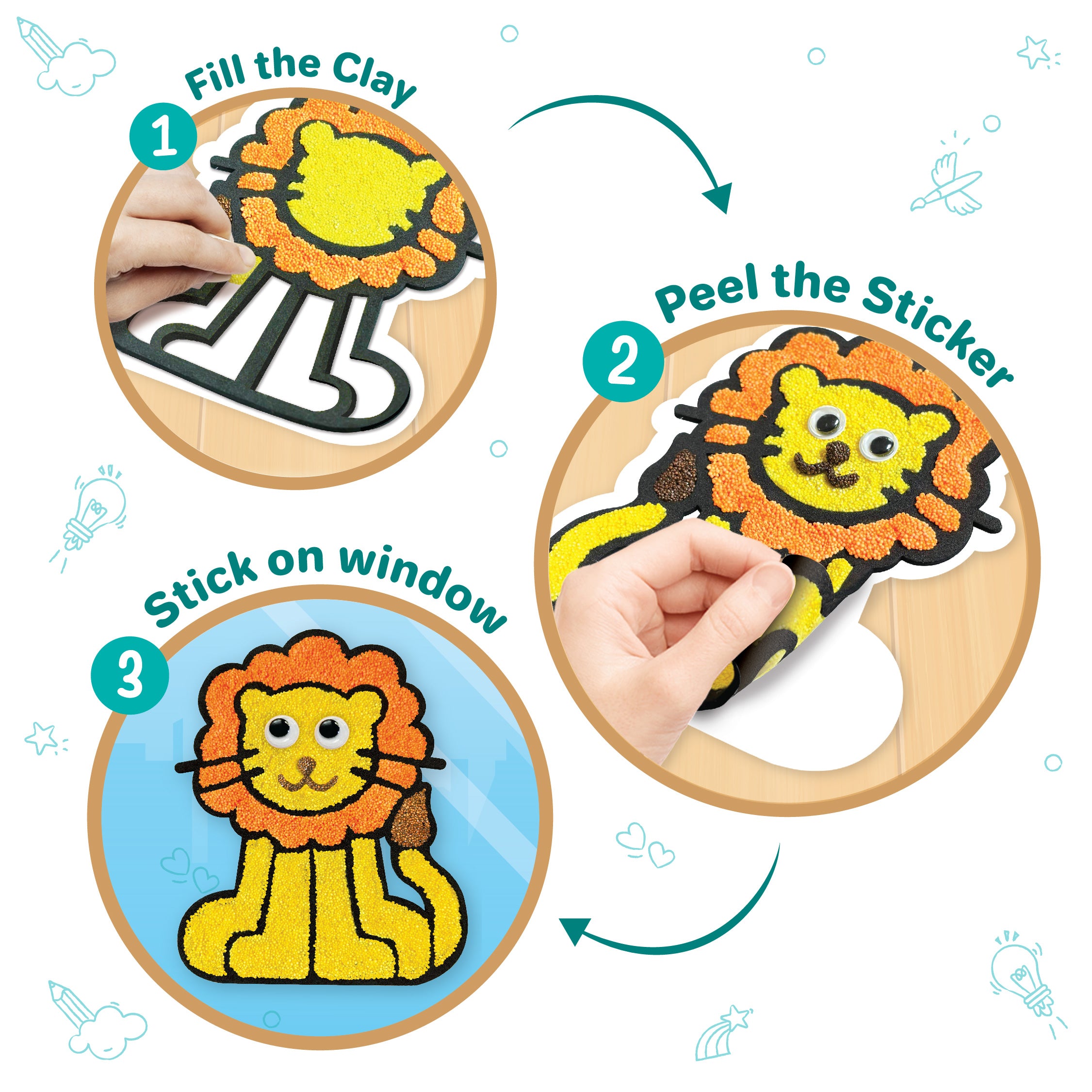 Imagimake DIY Clay Stickers Animals set plastilina 3 culori