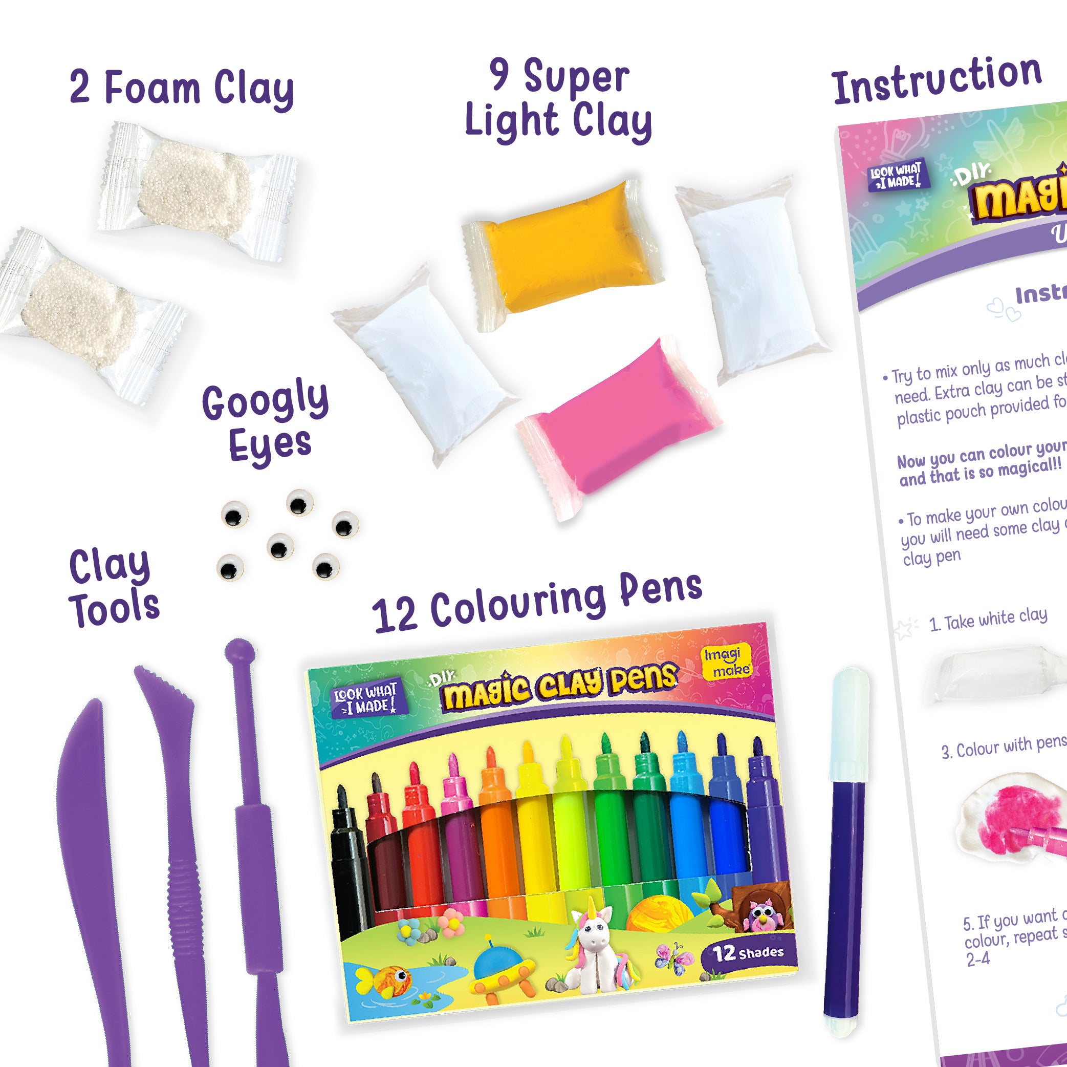 Imagimake Magic Clay Unicorn plastilina 10 creatii