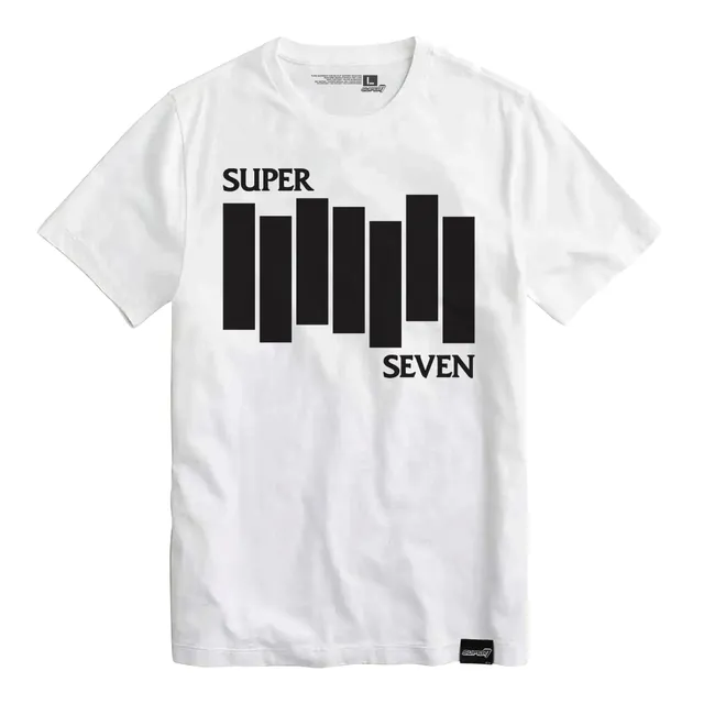 Super7 Flag tricou alb bumbac ring-spun