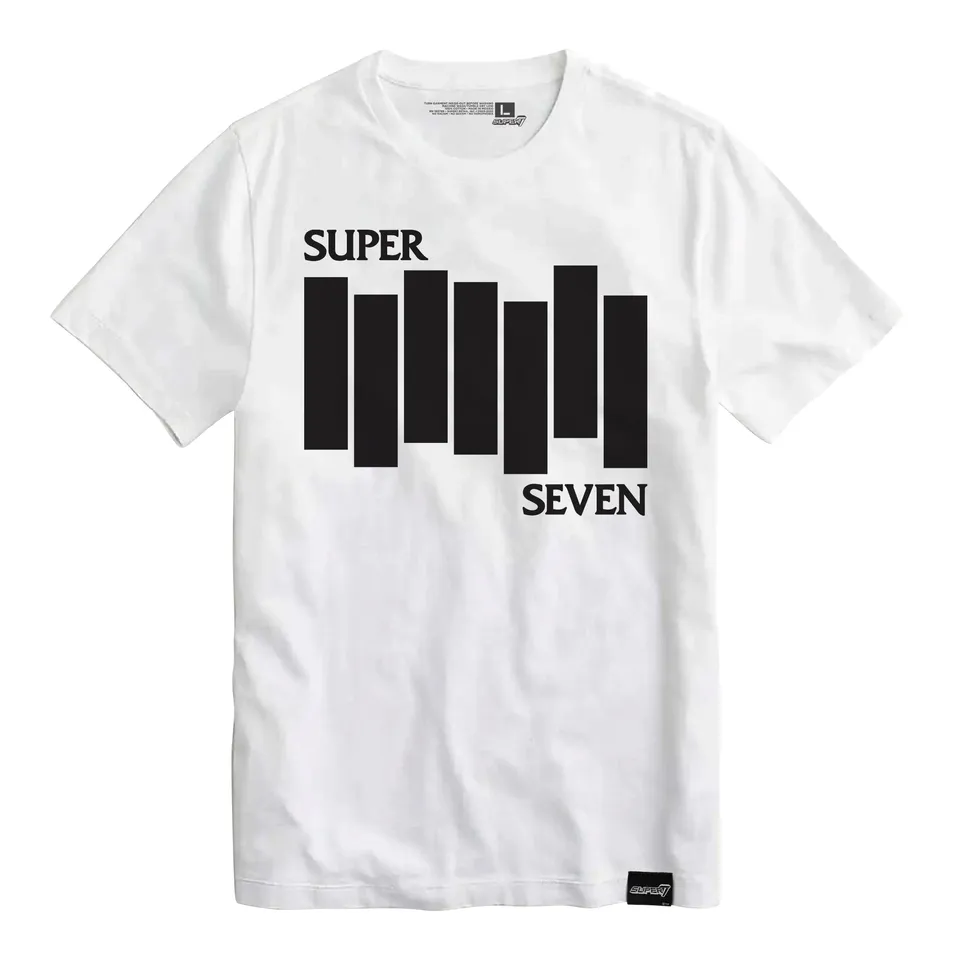 Super7 Flag tricou alb bumbac ring-spun