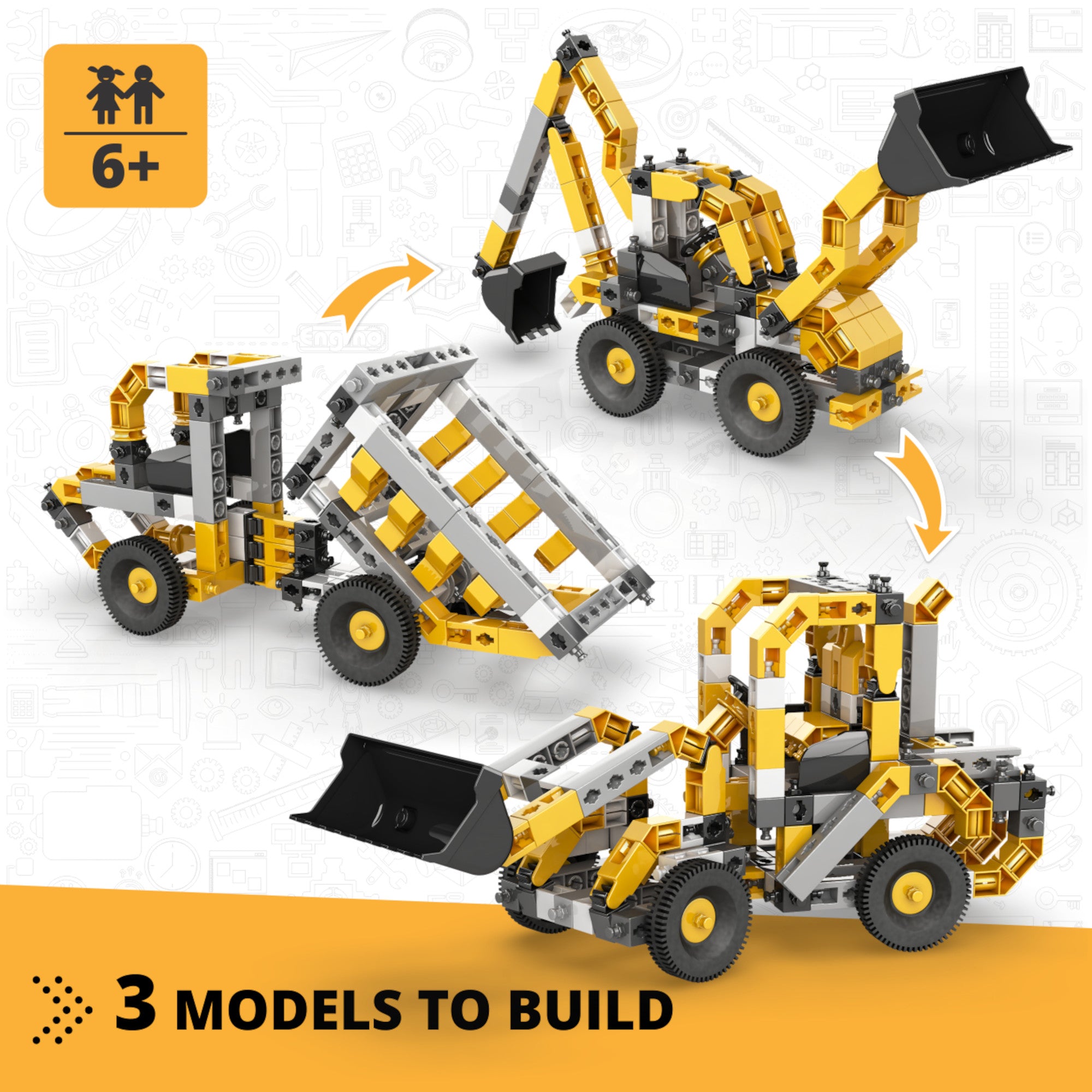 Engino Creative Builder Wheeled Loader set utilaje 3 modele 6+