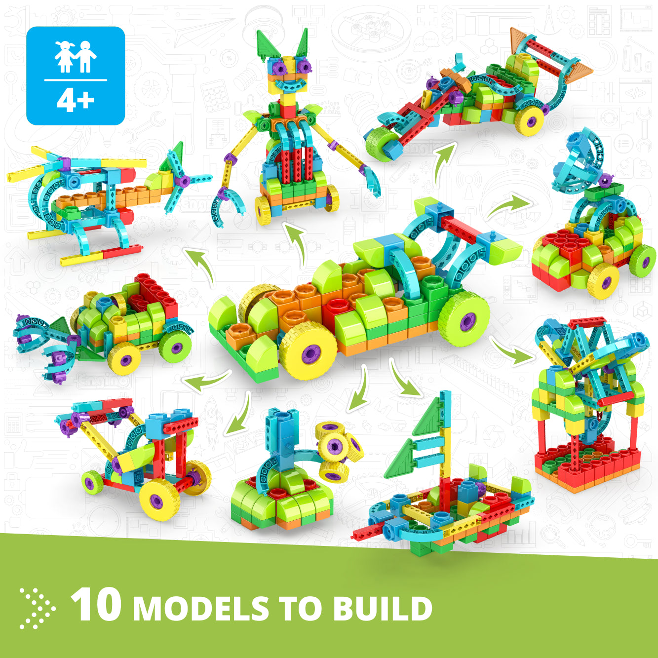 Engino Qboidz Racing Car set constructie 10 modele 4 ani