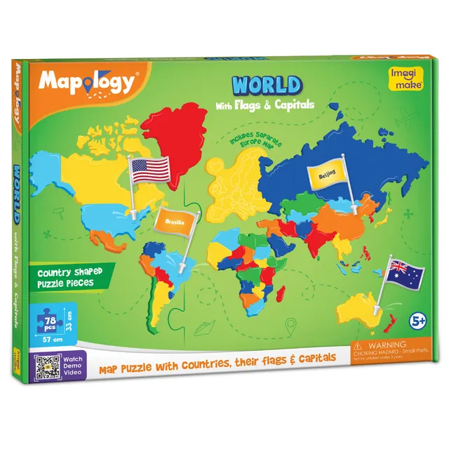 Imagimake Mapology World puzzle steaguri si capitale