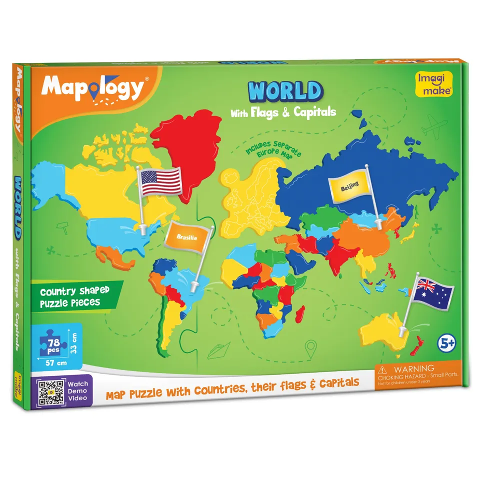 Imagimake Mapology World puzzle steaguri si capitale