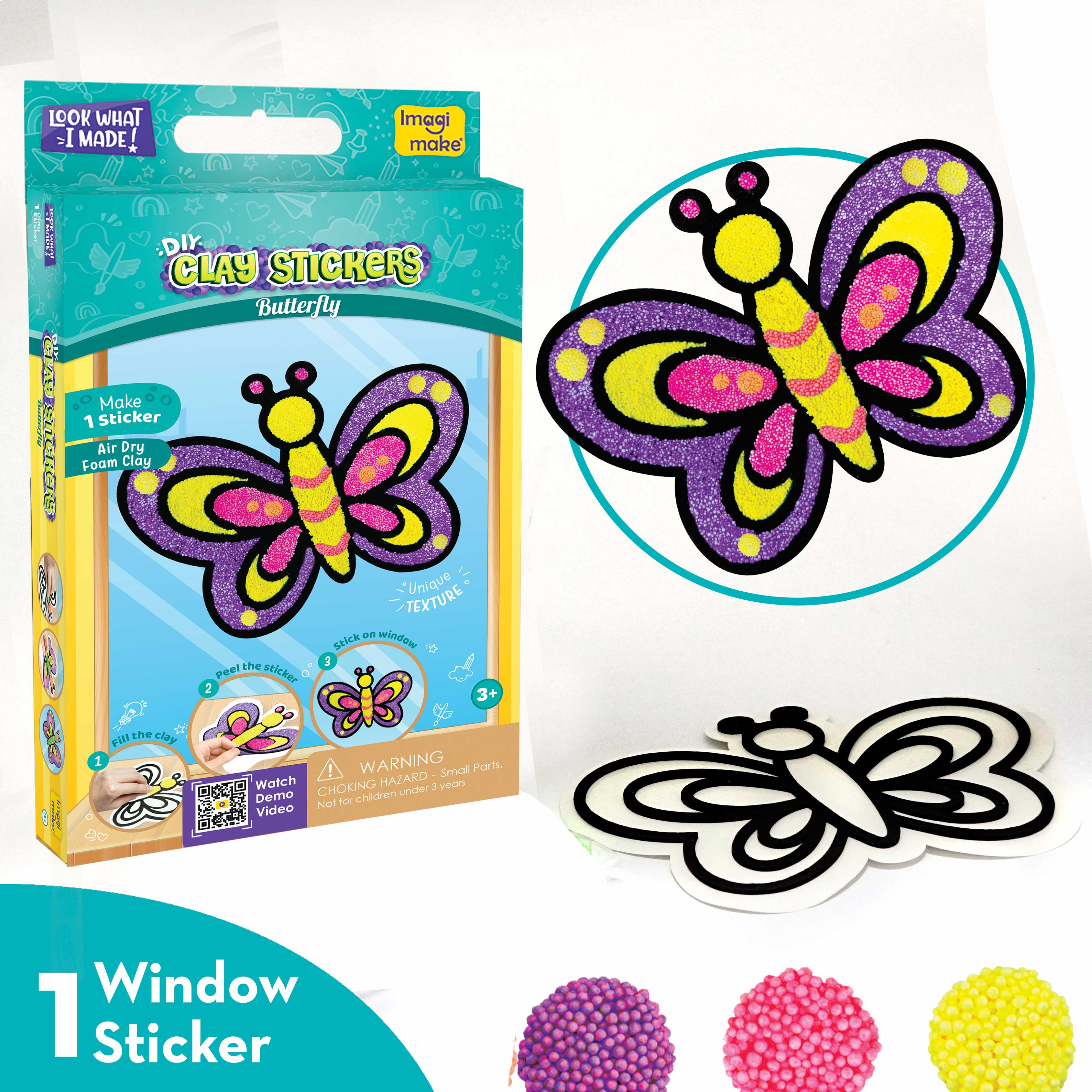 Imagimake Clay Stickers Butterfly set 6 stickere fluturi