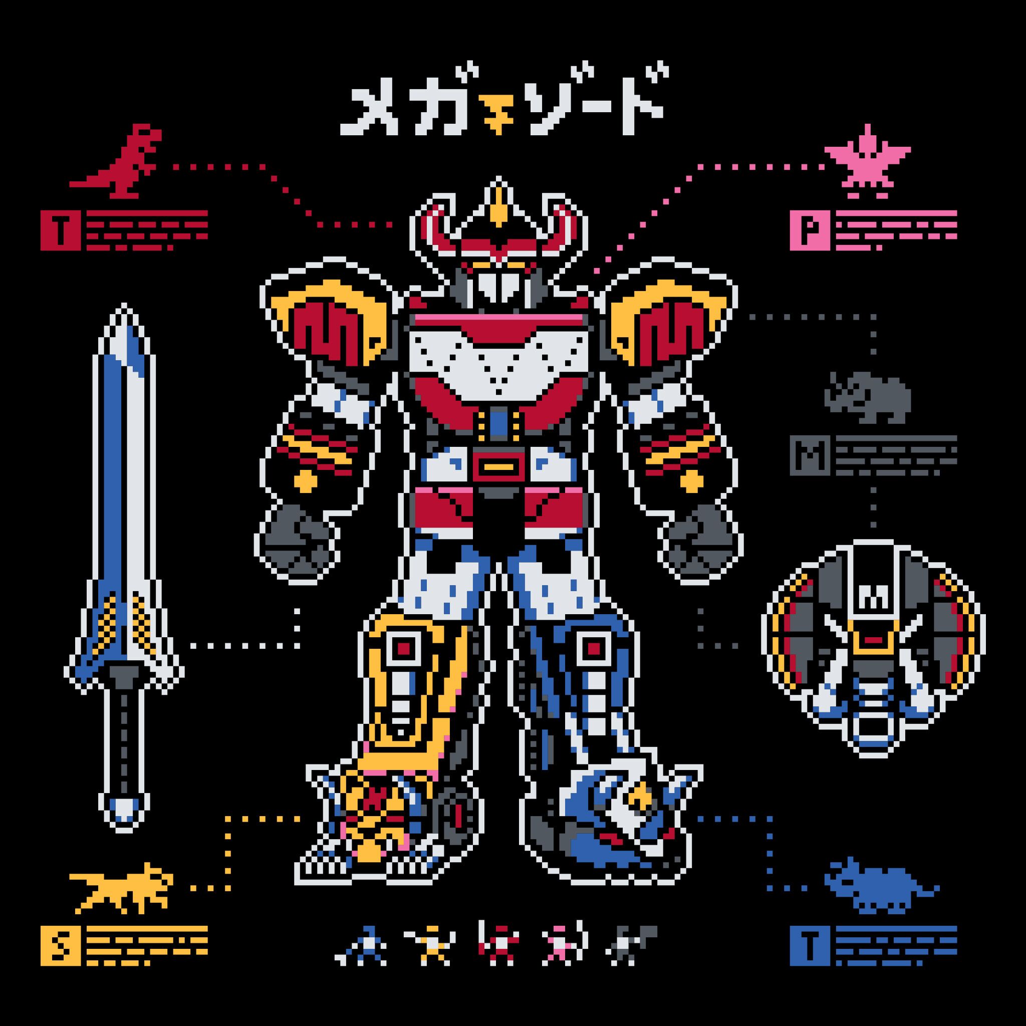 Super7 Mighty Morphin Power Rangers Megazord tricou negru