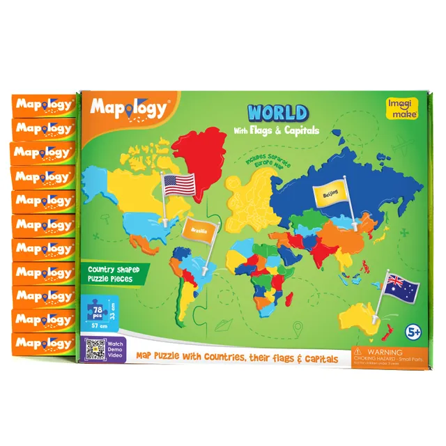 Imagimake Mapology World puzzle lume 12 bucati steaguri