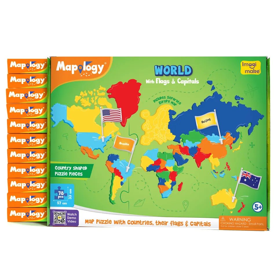 Imagimake Mapology World puzzle lume 12 bucati steaguri