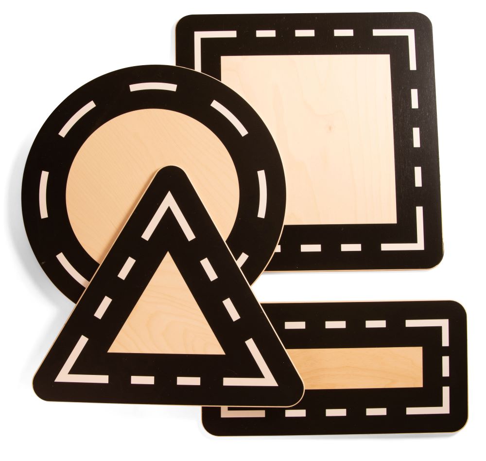 Yellow Door Shape Drive Arounds forme lemn set 4 colorate