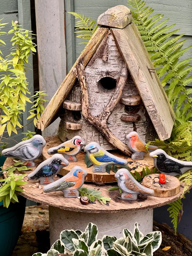 Yellow Door Birds pietre senzoriale păsări 8 bucăți