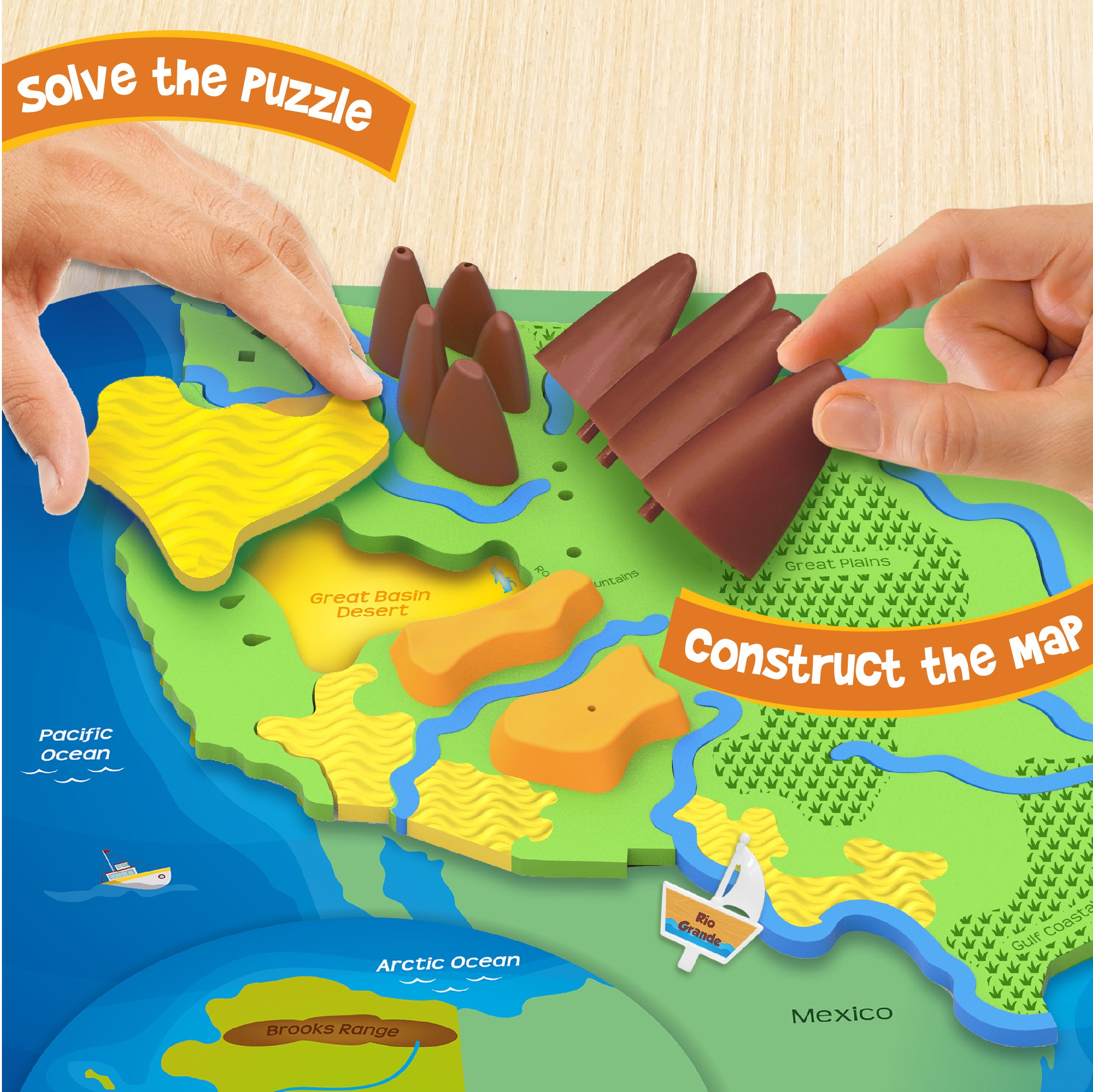 Imagimake Mapology SUA puzzle harta relief 50 repere