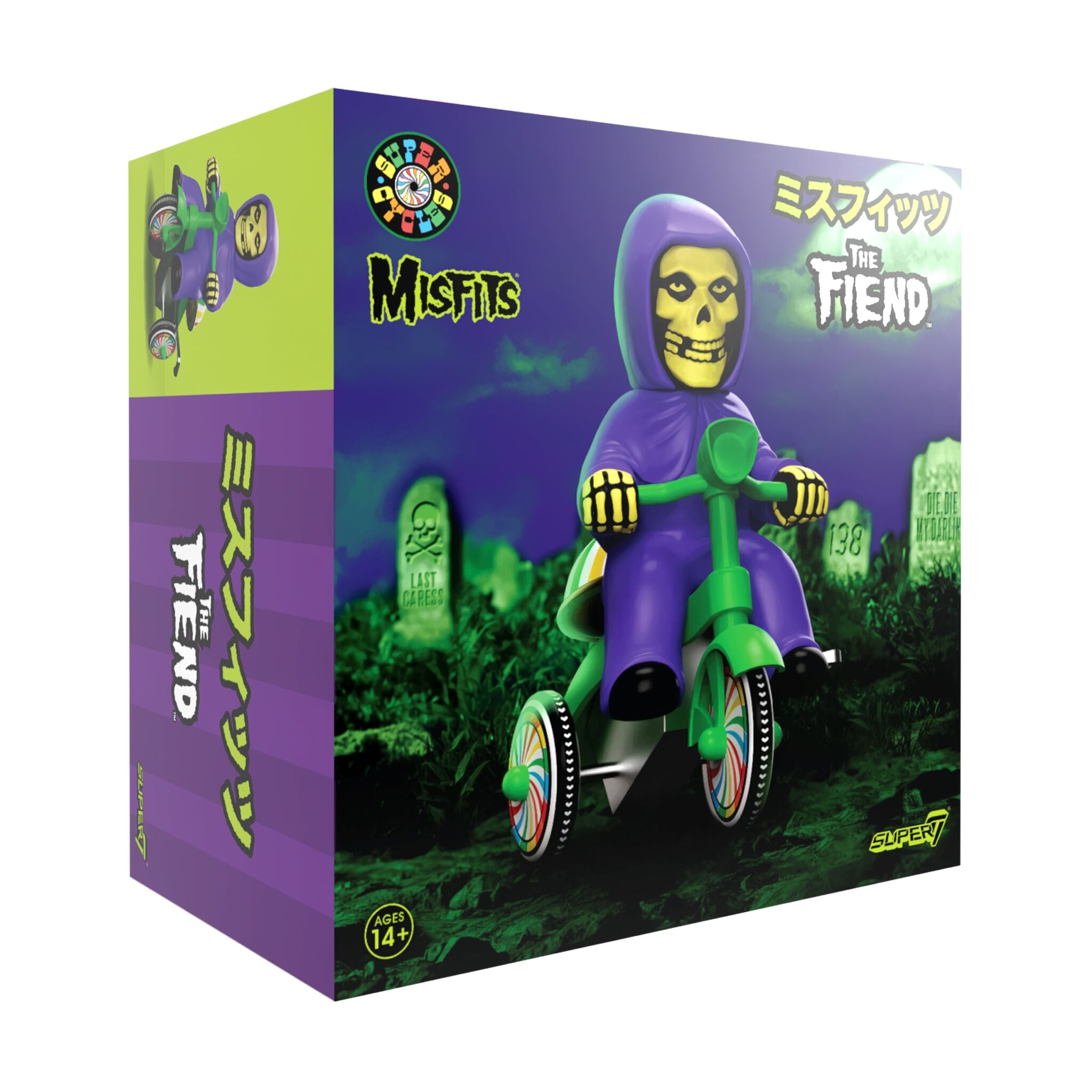 Super7 Misfits Fiend tricicleta cheita mov verde 13 cm