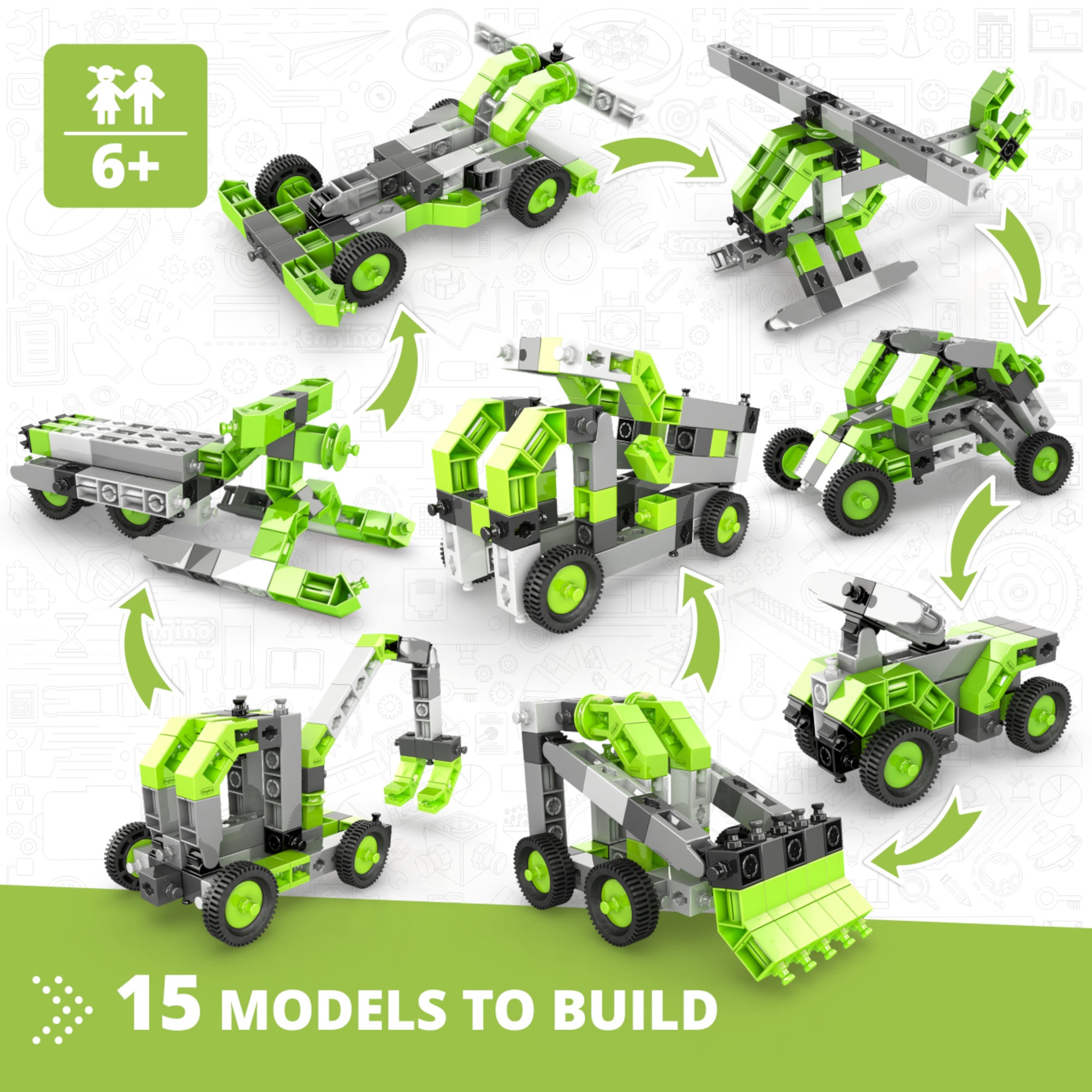 Engino Creative Builder 15 Multimodel set construcție 15 modele șantier
