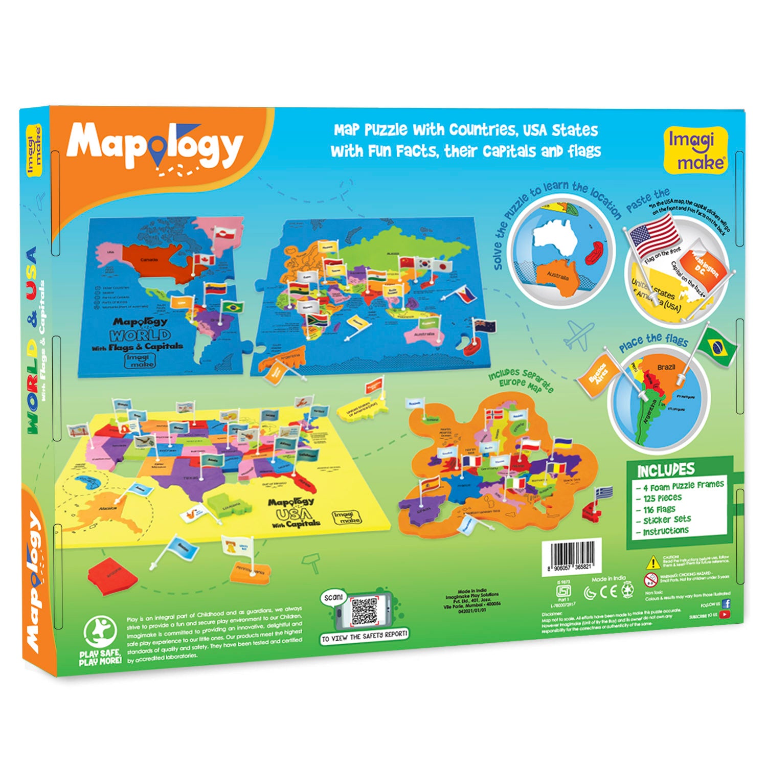 Imagimake Mapology puzzle harti lume si SUA cu steaguri