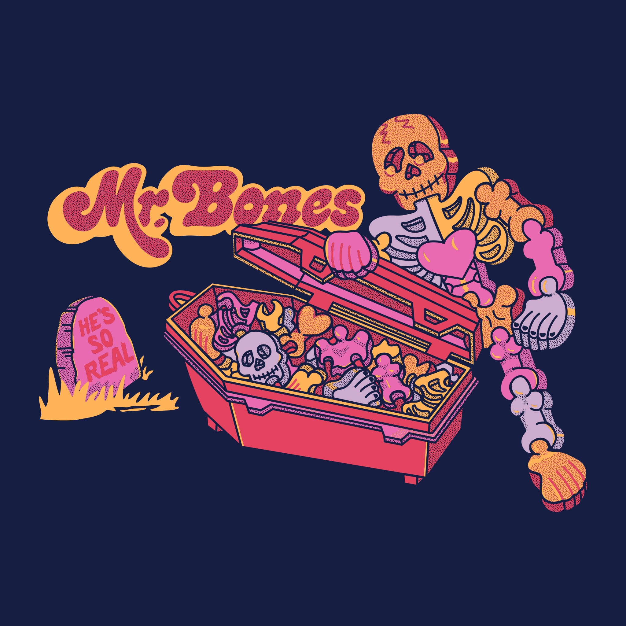 Super7 Mr. Bones tricou bumbac bleumarin cu imprimeu spate