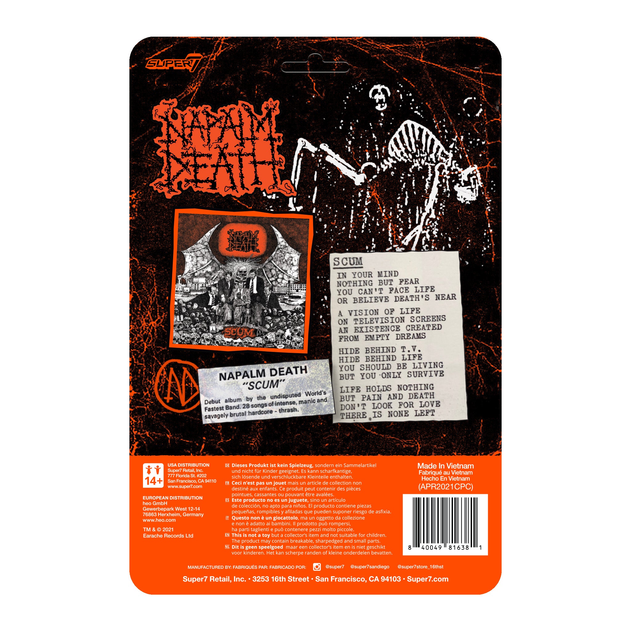 Super7 ReAction Napalm Death Scum Demon Orange figurina