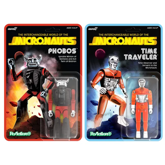 Super7 Micronauts ReAction+ Phobos Time Traveler figurine portocaliu