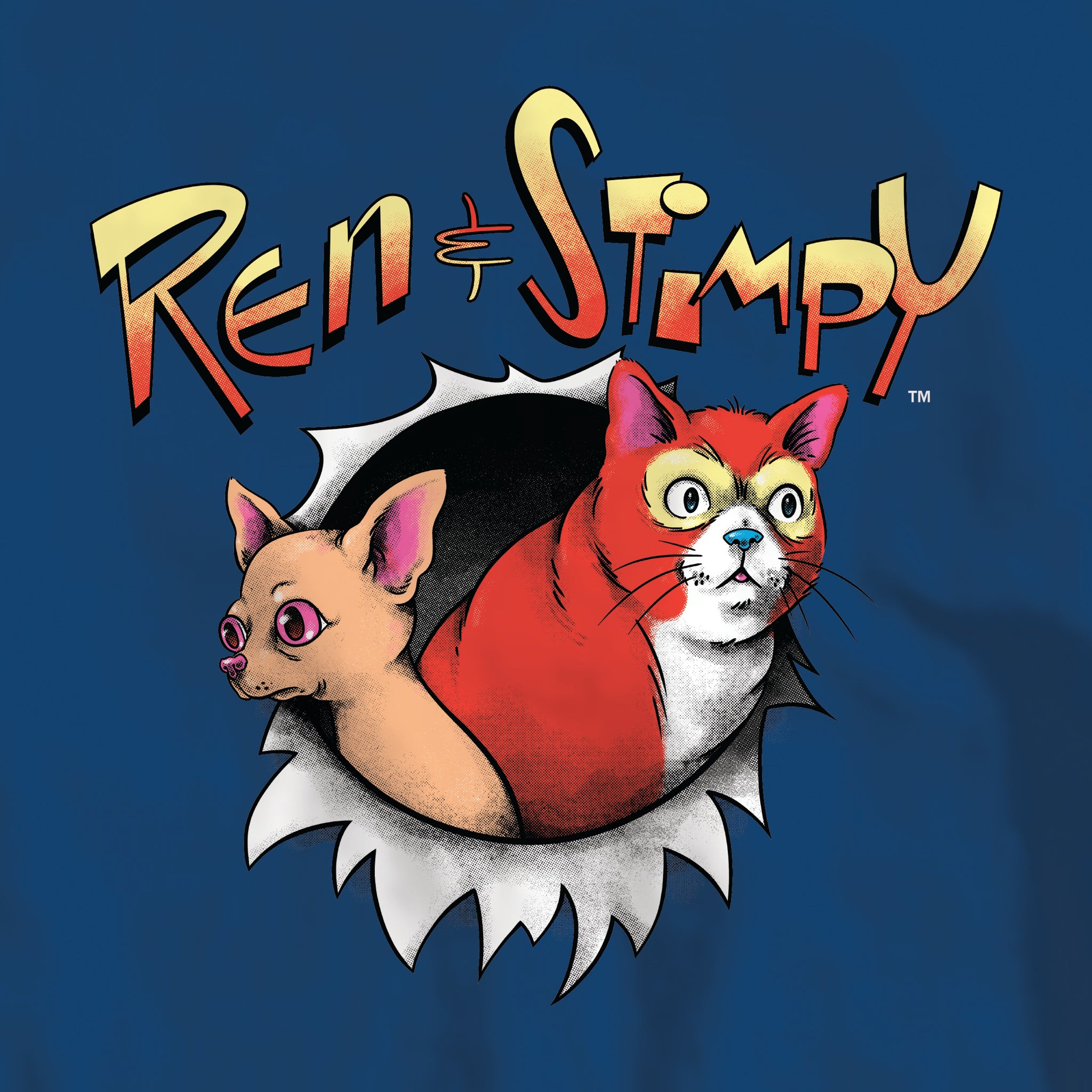 Super7 Ren & Stimpy Realistic tricou bleumarin bumbac