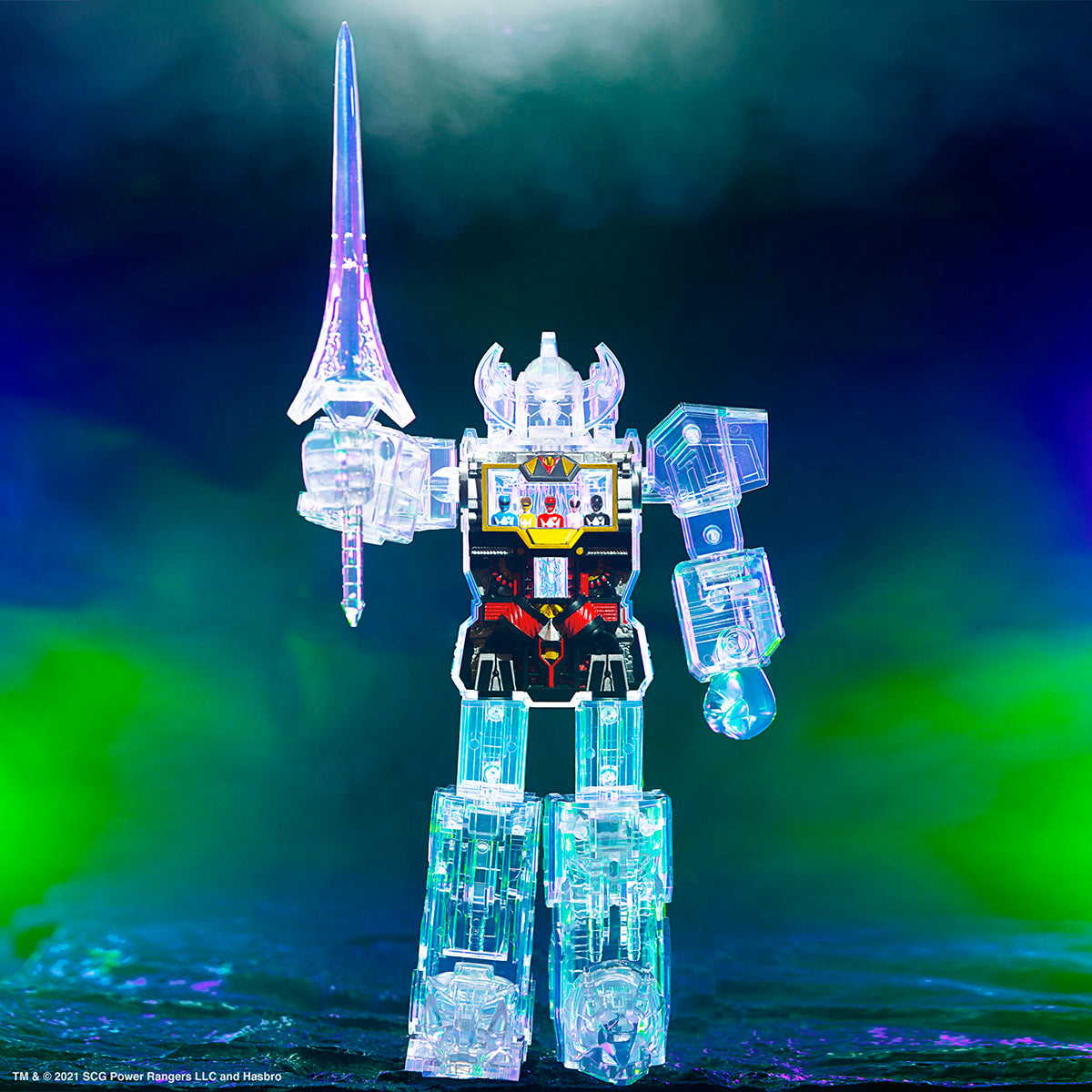 Super7 Super Cyborg Megazord figurina transparent 28 cm