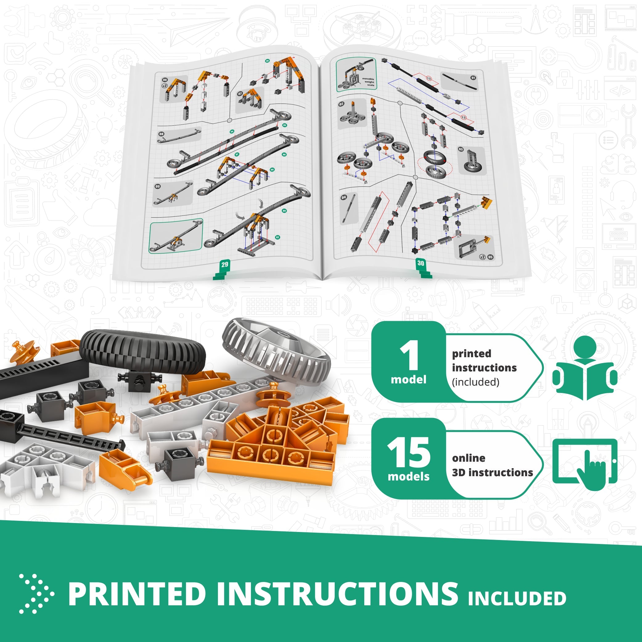 Engino Discovering STEM mecanică set construcție 16 modele 9+ ani