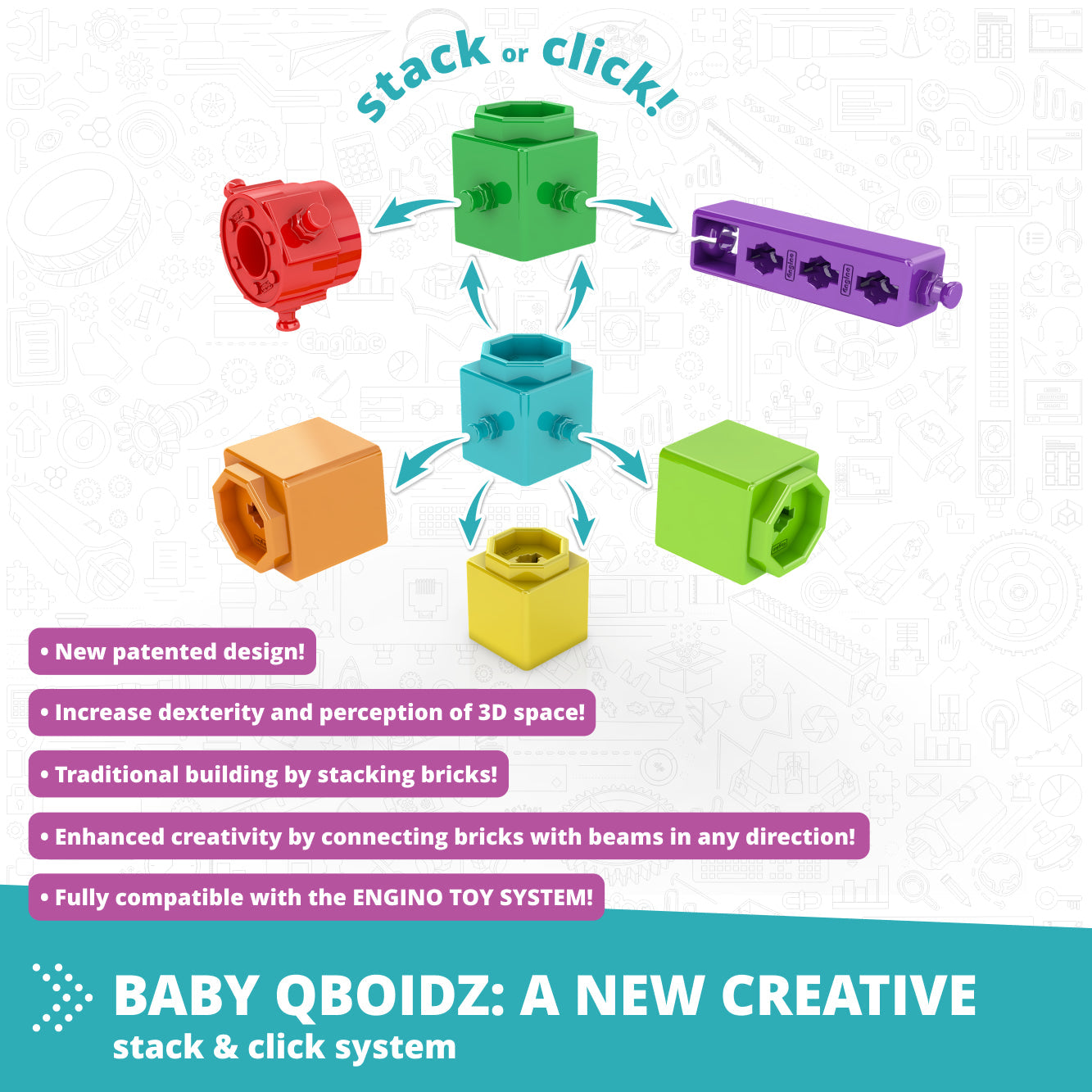 Engino Qboidz My First Steps set constructie tub mic 1,5 ani+
