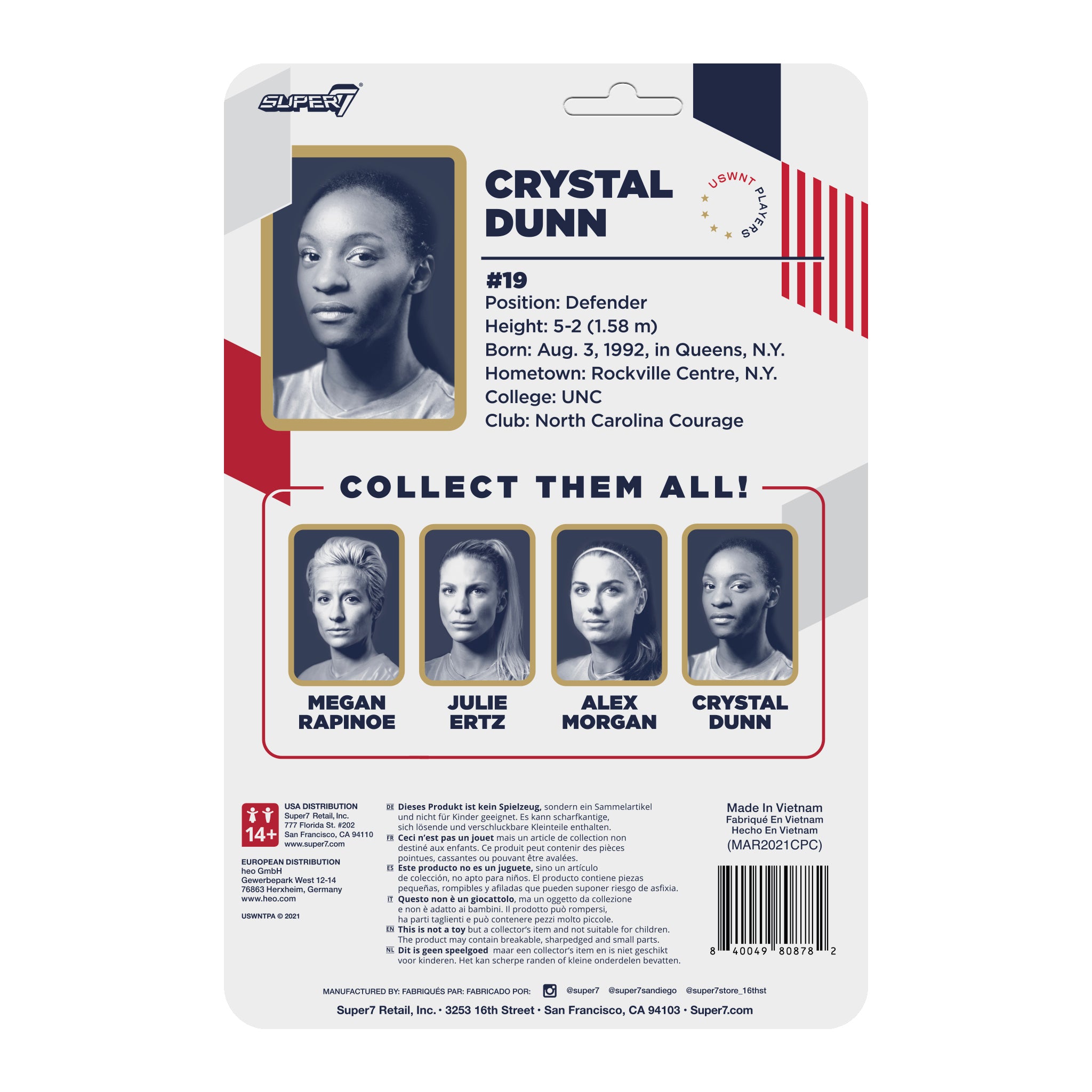 Super7 Supersports USWNT Crystal Dunn figurină fotbal articulată