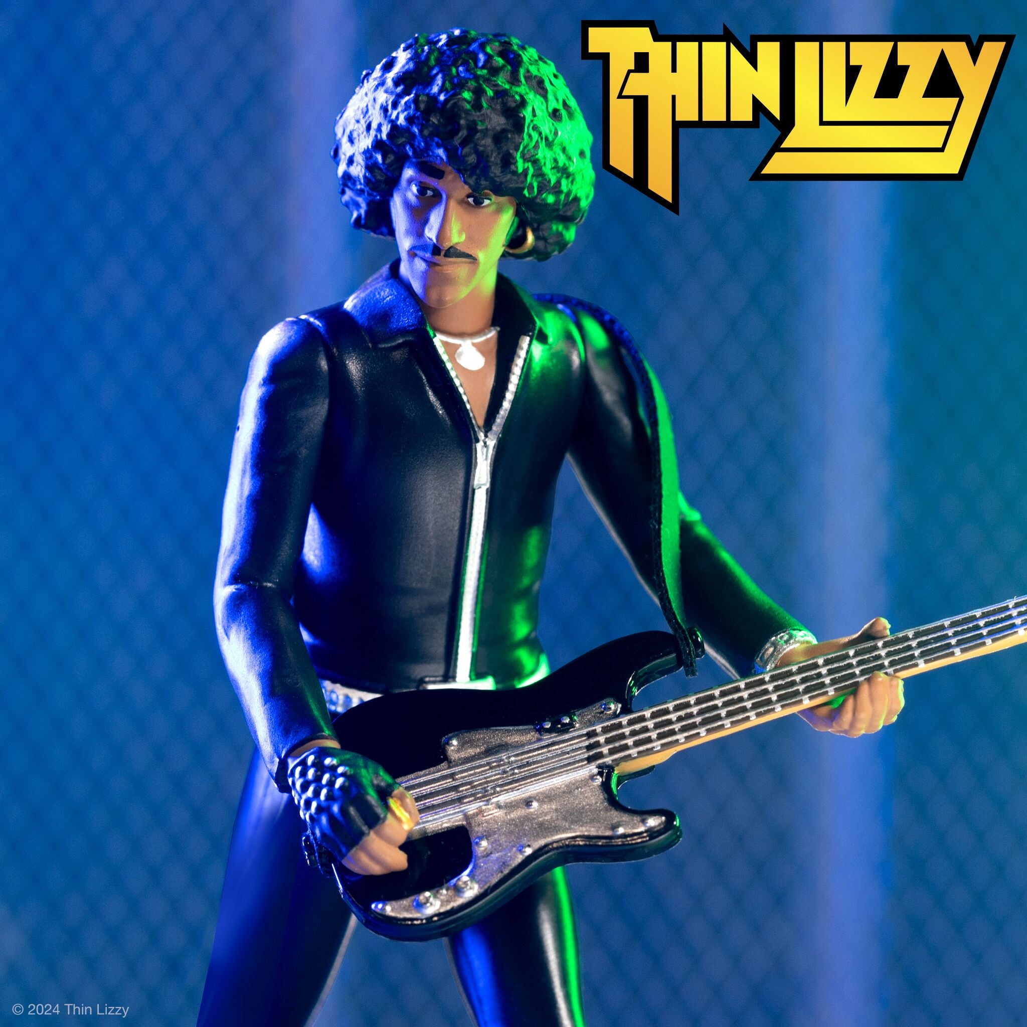Super7 Thin Lizzy ReAction Phil Lynott figurina piele neagra cu bas