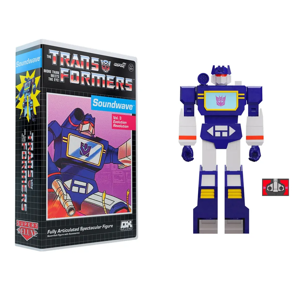 Super7 Transformers Deluxe Soundwave VHS figurina 18 cm