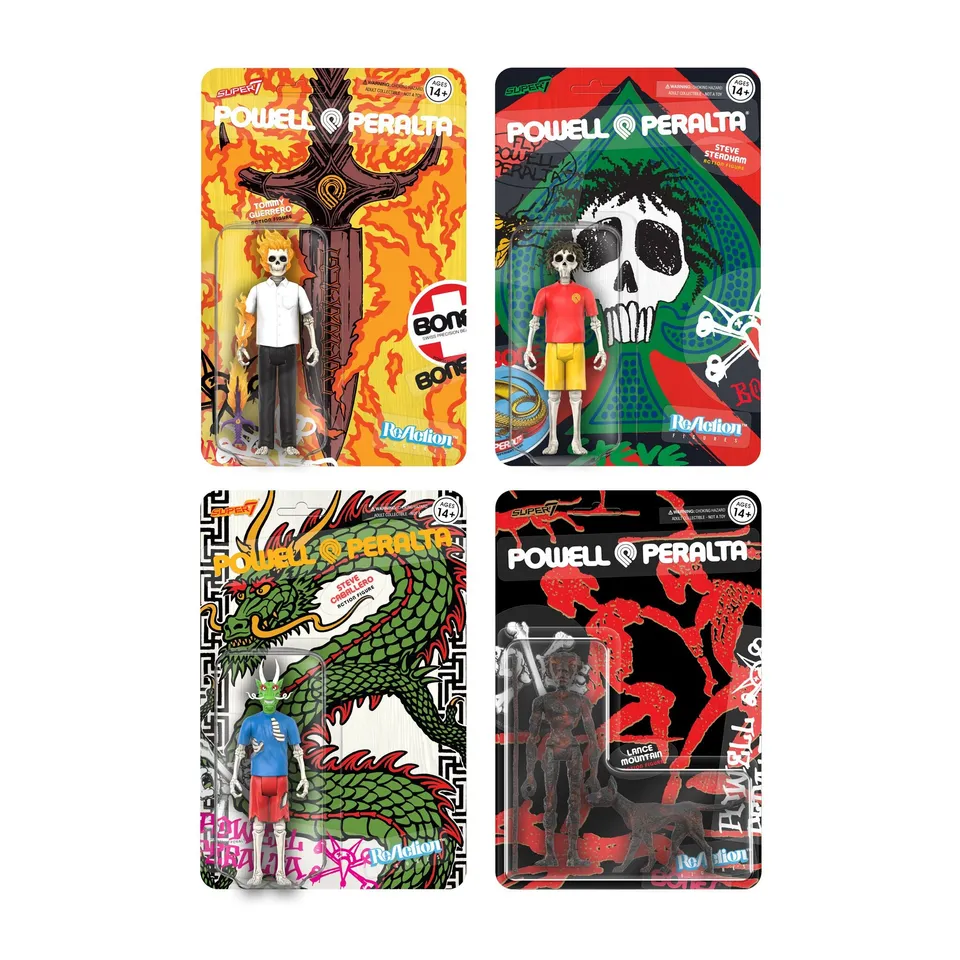 Super7 ReAction Powell-Peralta Wave 3 set 4 figurine colorate