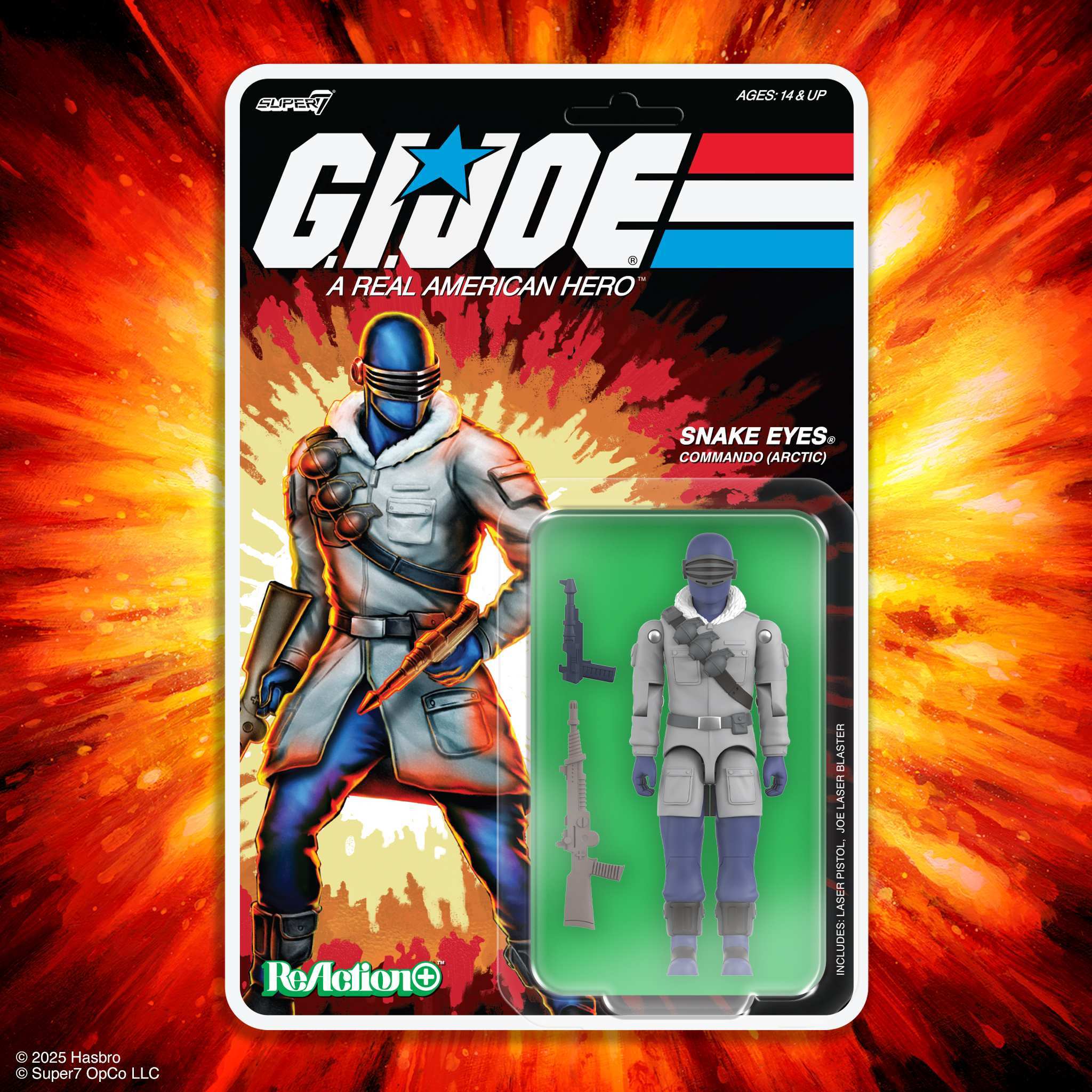 Super7 G.I. Joe ReAction+ Arctic Snake Eyes figurina articulata