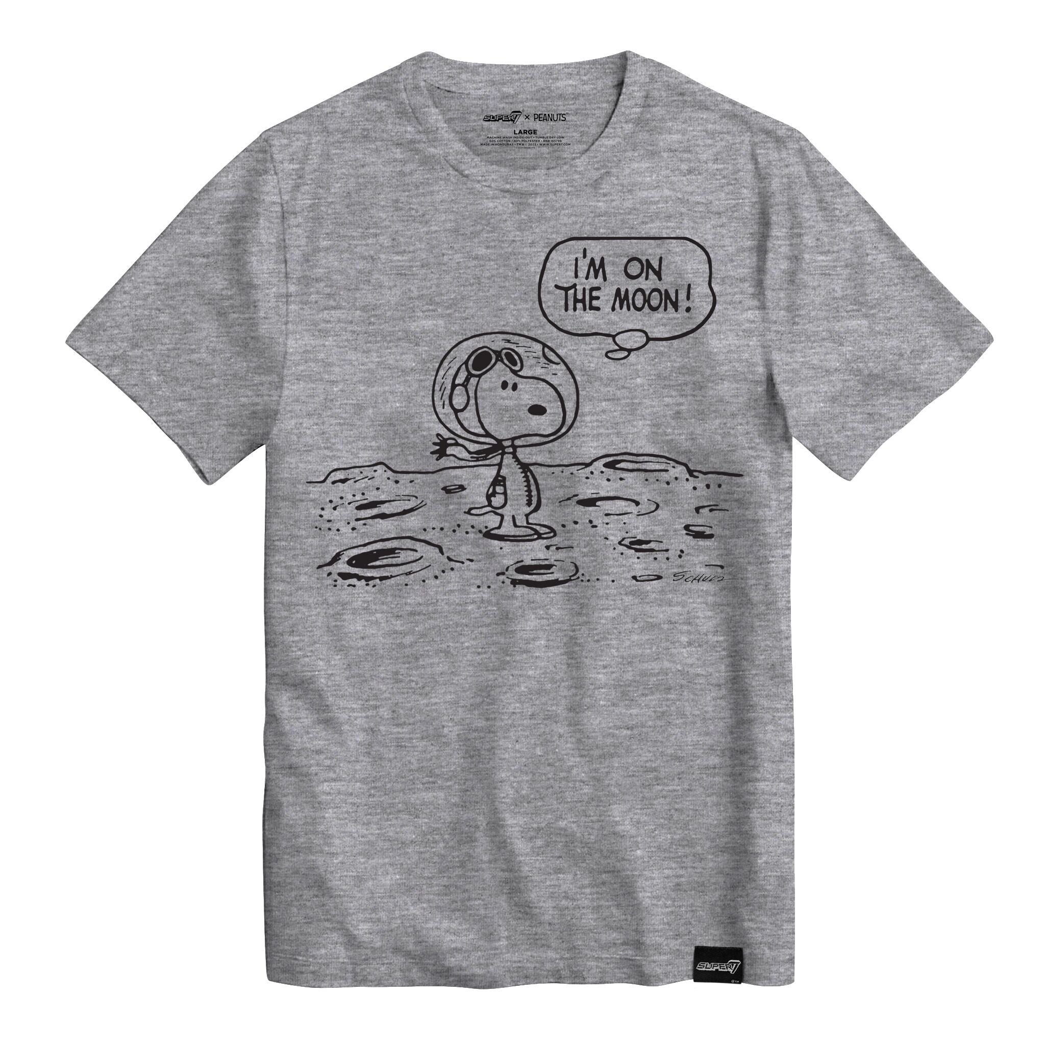 Super7 Peanuts Snoopy on the Moon tricou gri L bumbac