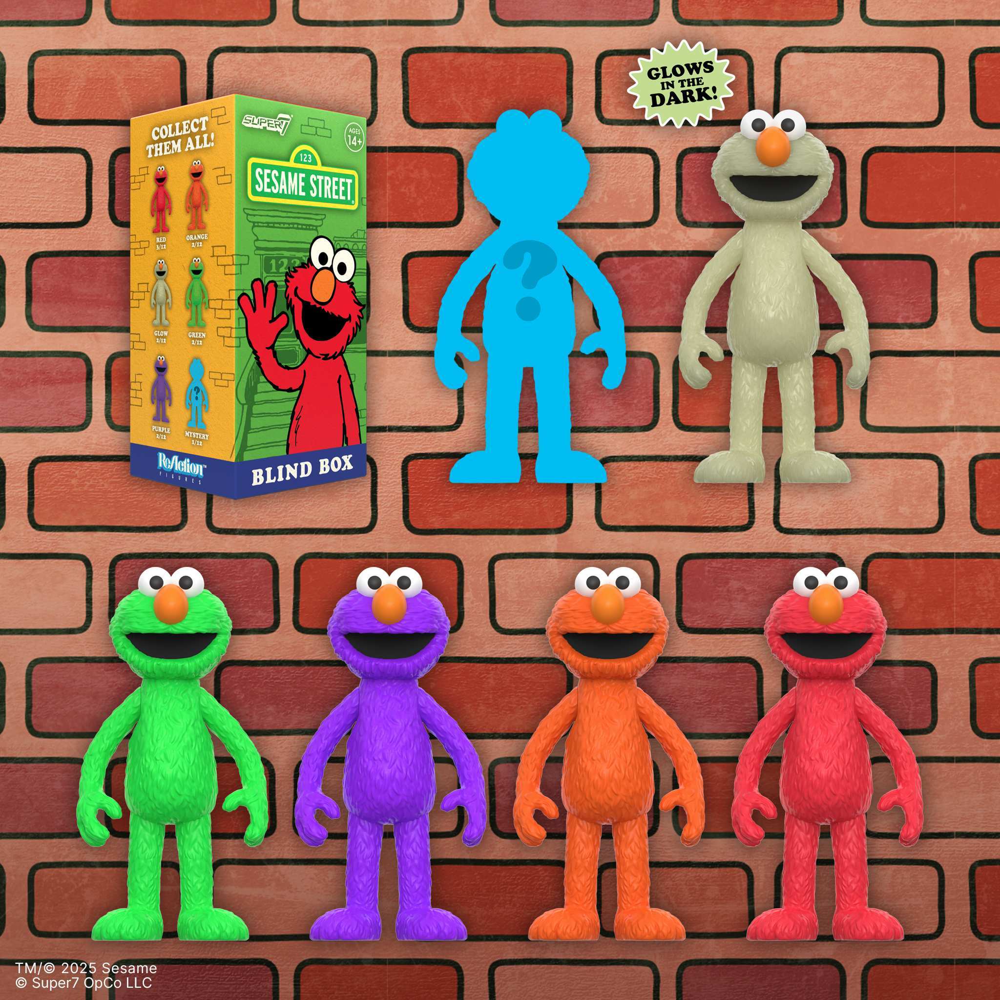 Super7 Sesame Street Elmo blind box set 12 culori fosforescent