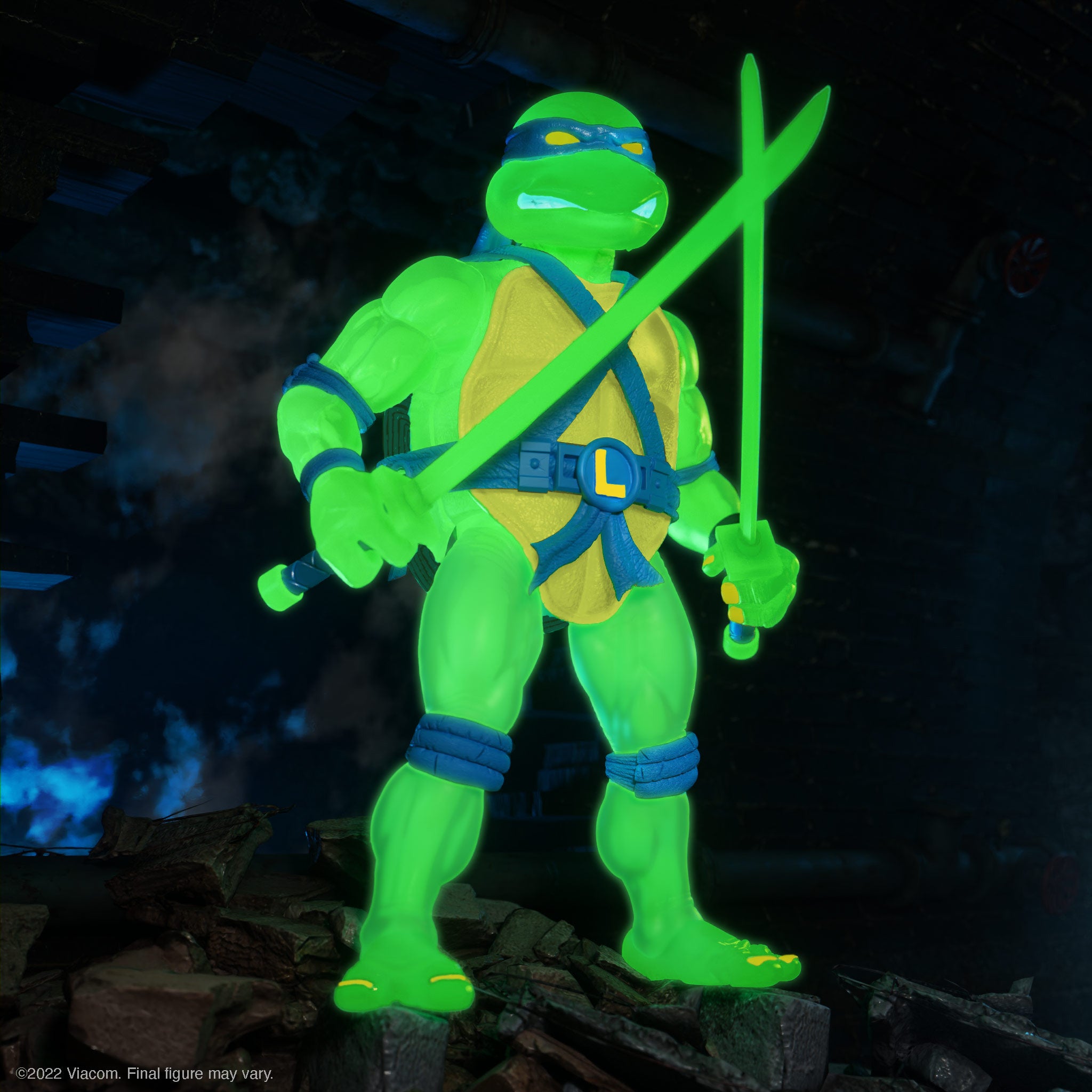 Super7 TMNT ULTIMATES Leonardo figurina Mutagen Ooze Glow