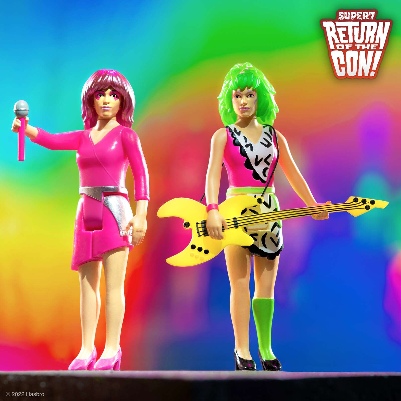Super7 ReAction Jem and the Holograms figurine set 2 buc neon retro