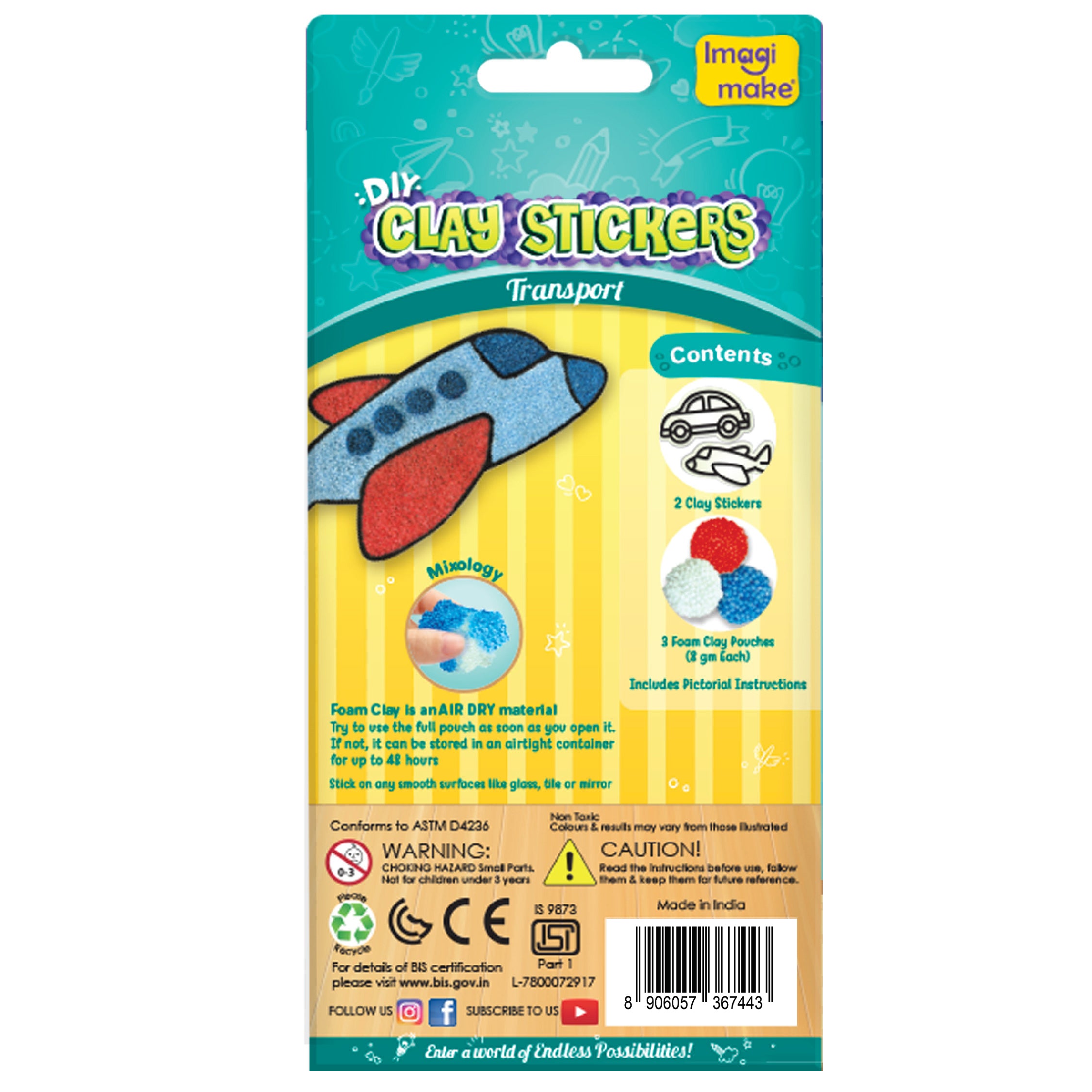 Imagimake Clay Stickers Transport plastilină 3 culori