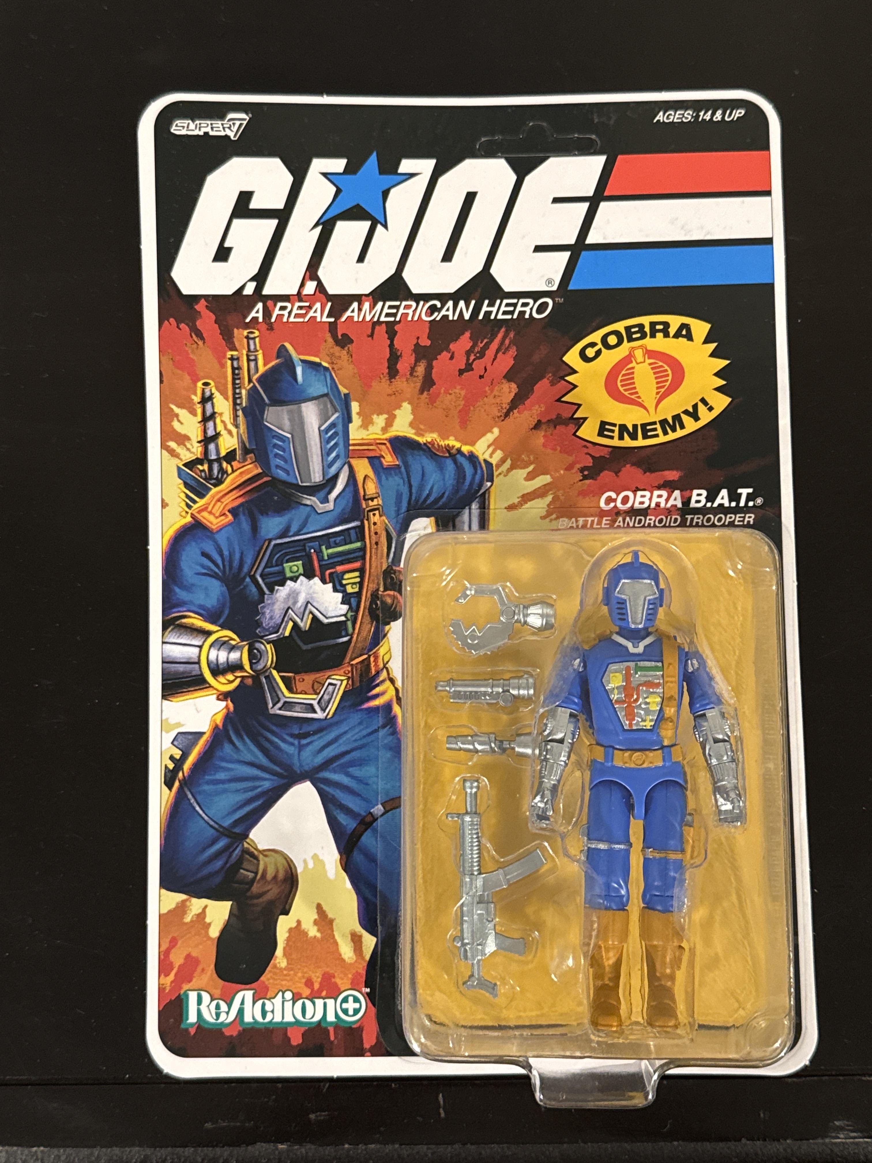 Super7 G.I. Joe ReAction+ Cobra B.A.T. Comic Blue figurina