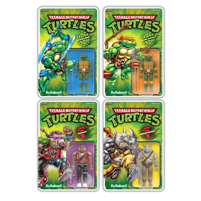 Super7 ReAction+ TMNT set 4 figurine Leonardo Michelangelo