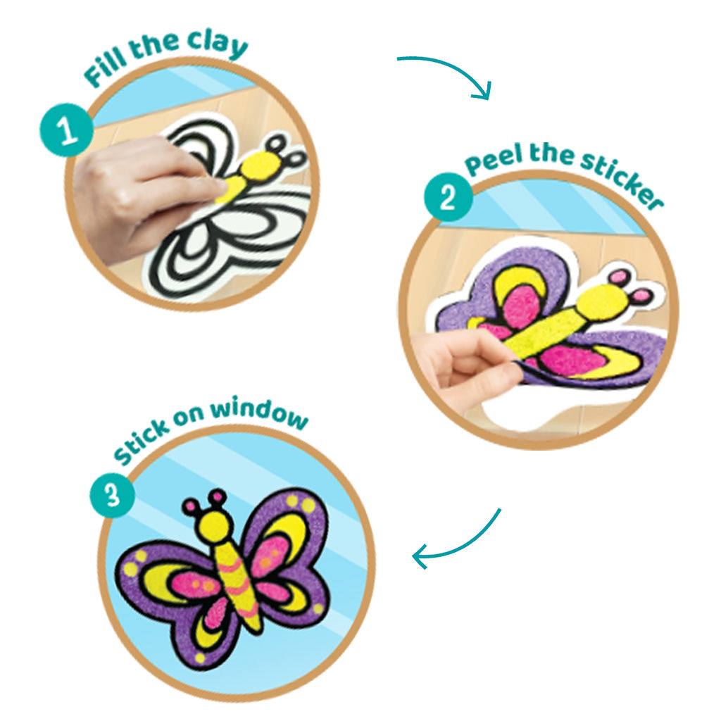 Imagimake Clay Stickers Butterfly set plastilina 3 culori
