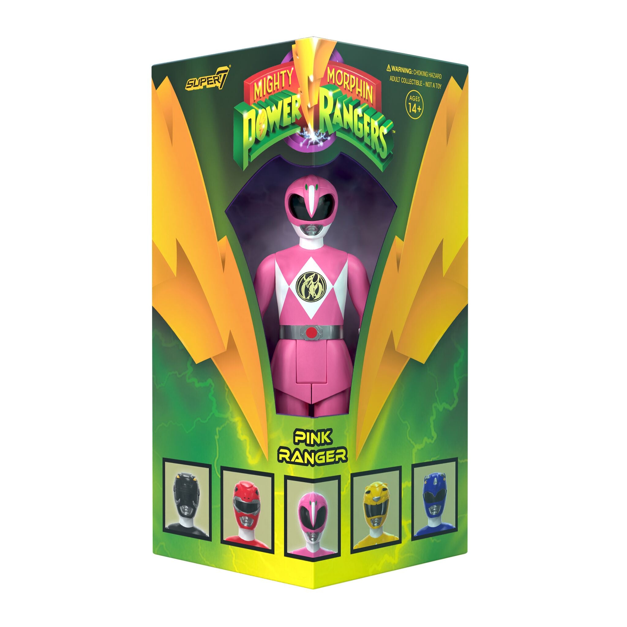 Super7 ReAction Pink Ranger figurina cutie triunghi SDCC